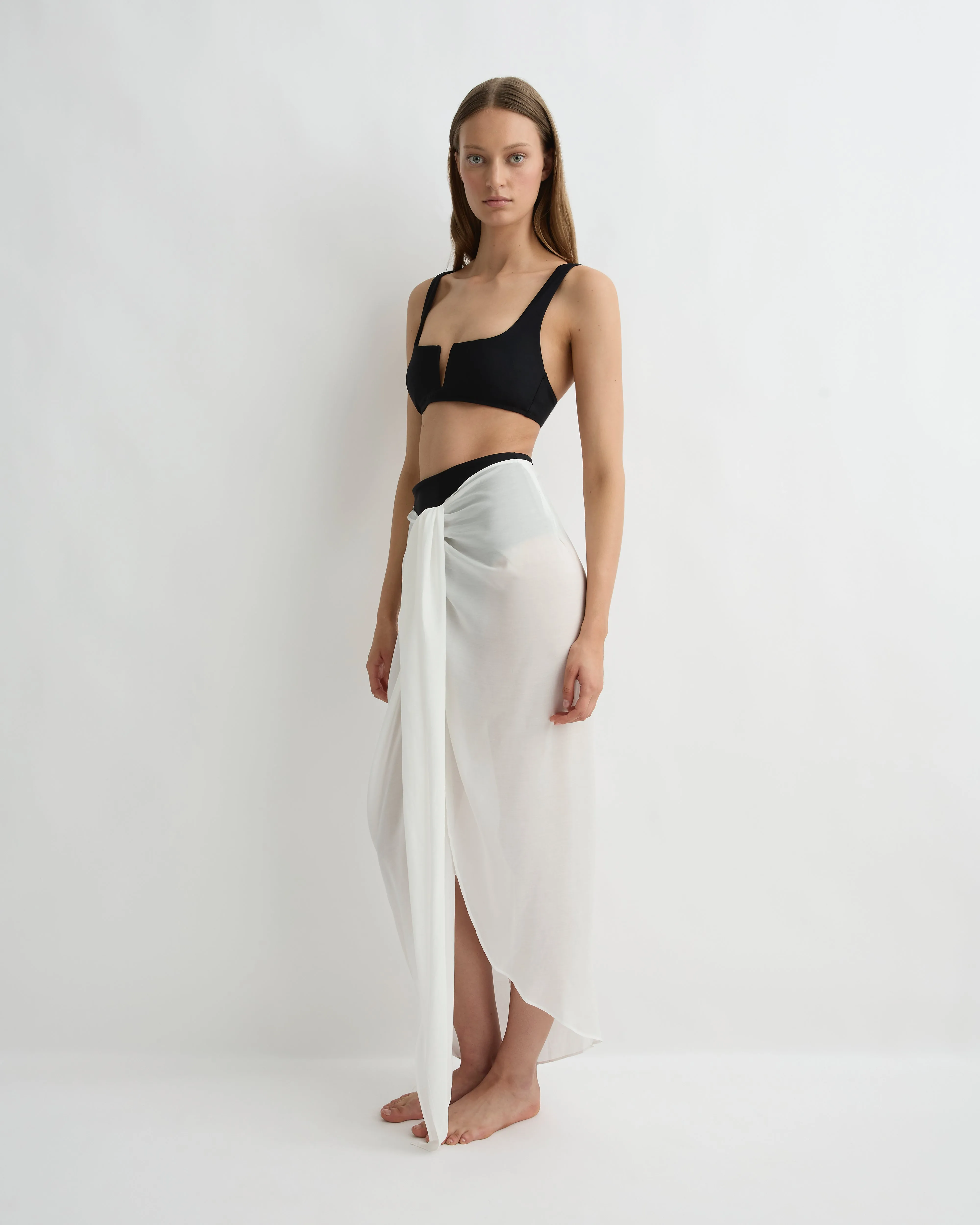 Cremona Tie-Front Sarong - White sold by Bondi Born product image thumbnail 3