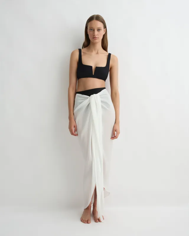 Cremona Tie-Front Sarong - White sold by Bondi Born