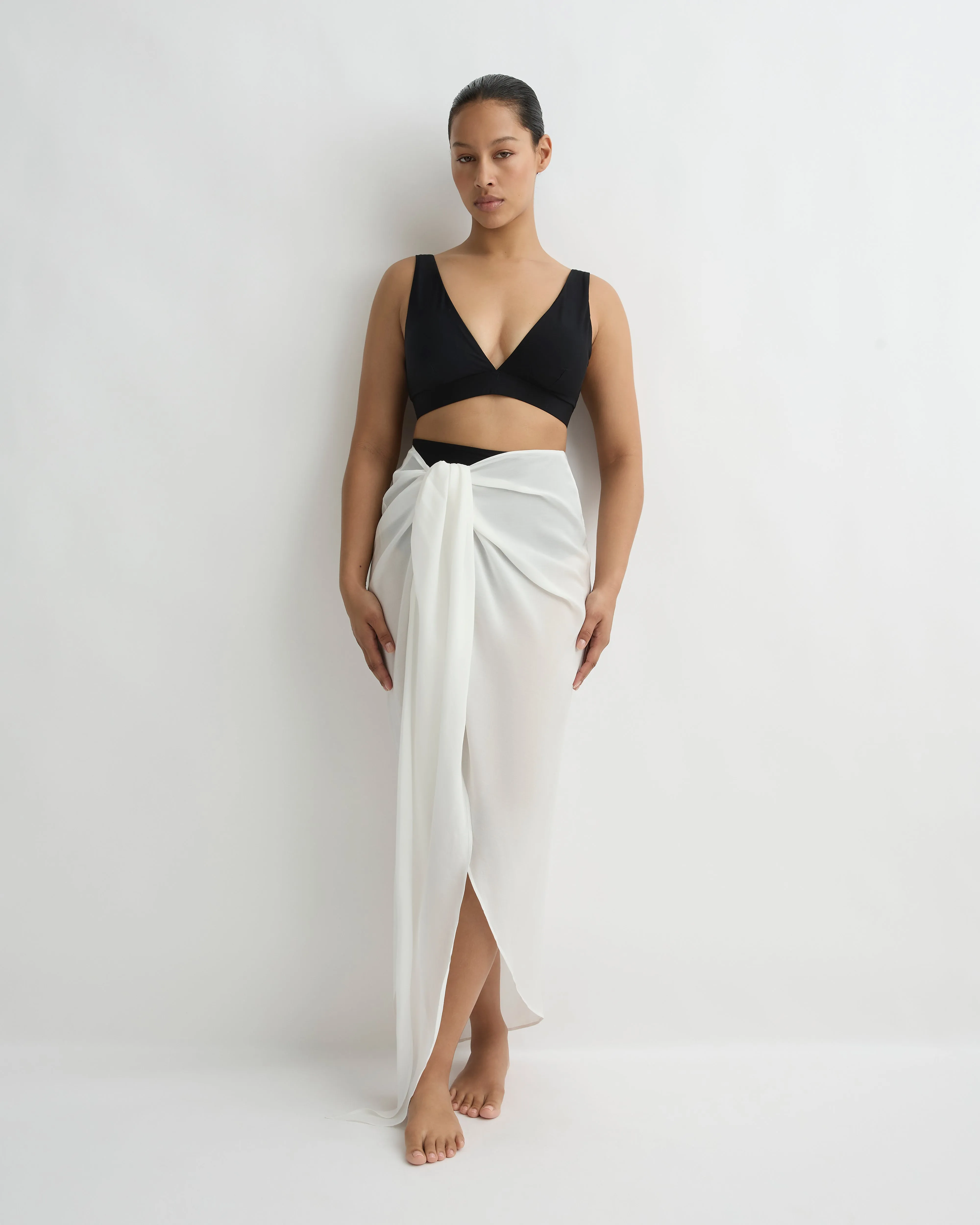 Cremona Tie-Front Sarong - White sold by Bondi Born product image thumbnail 5