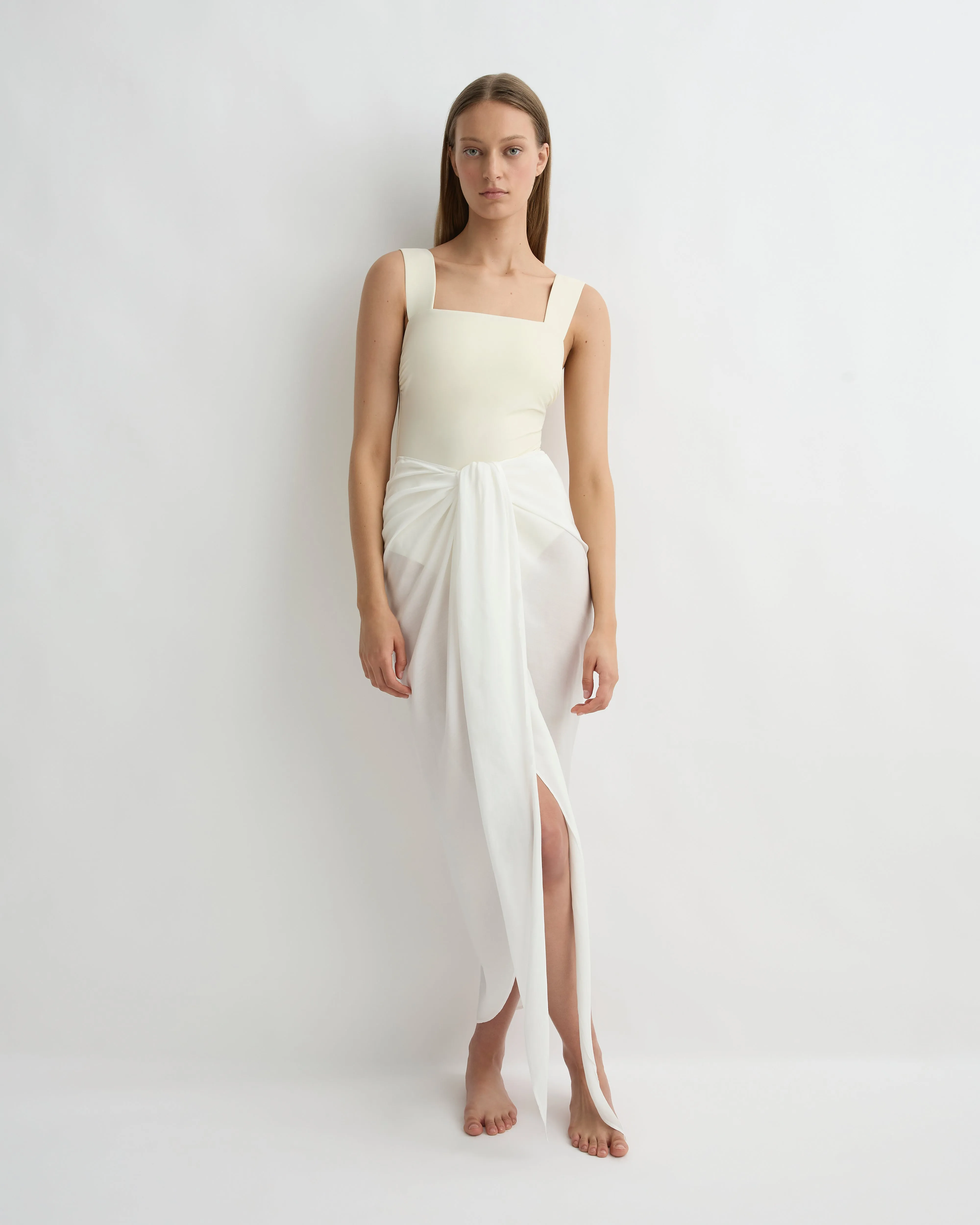 Cremona Tie-Front Sarong - White sold by Bondi Born product image thumbnail 2