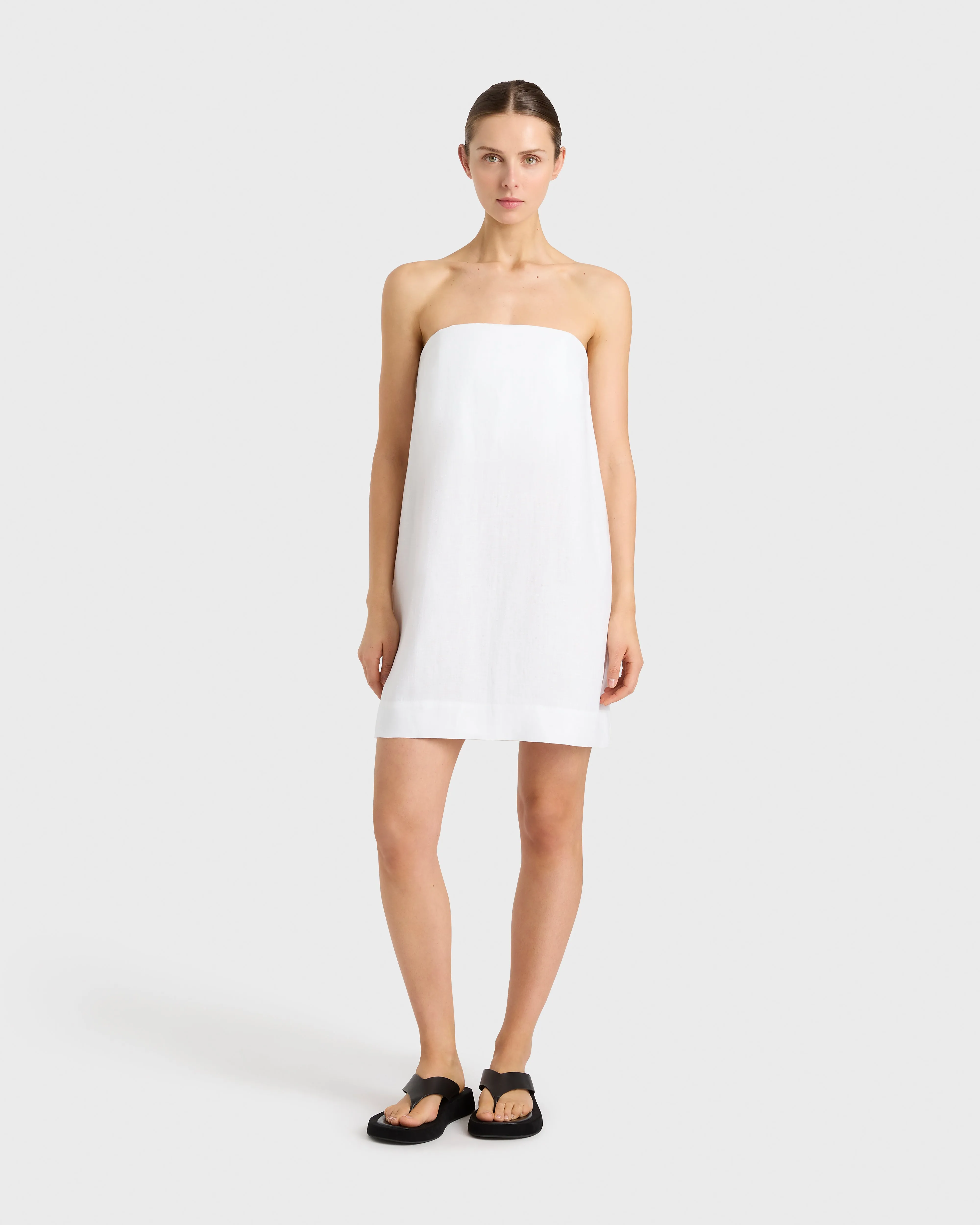 Delphi Strapless Mini Dress - White sold by Bondi Born