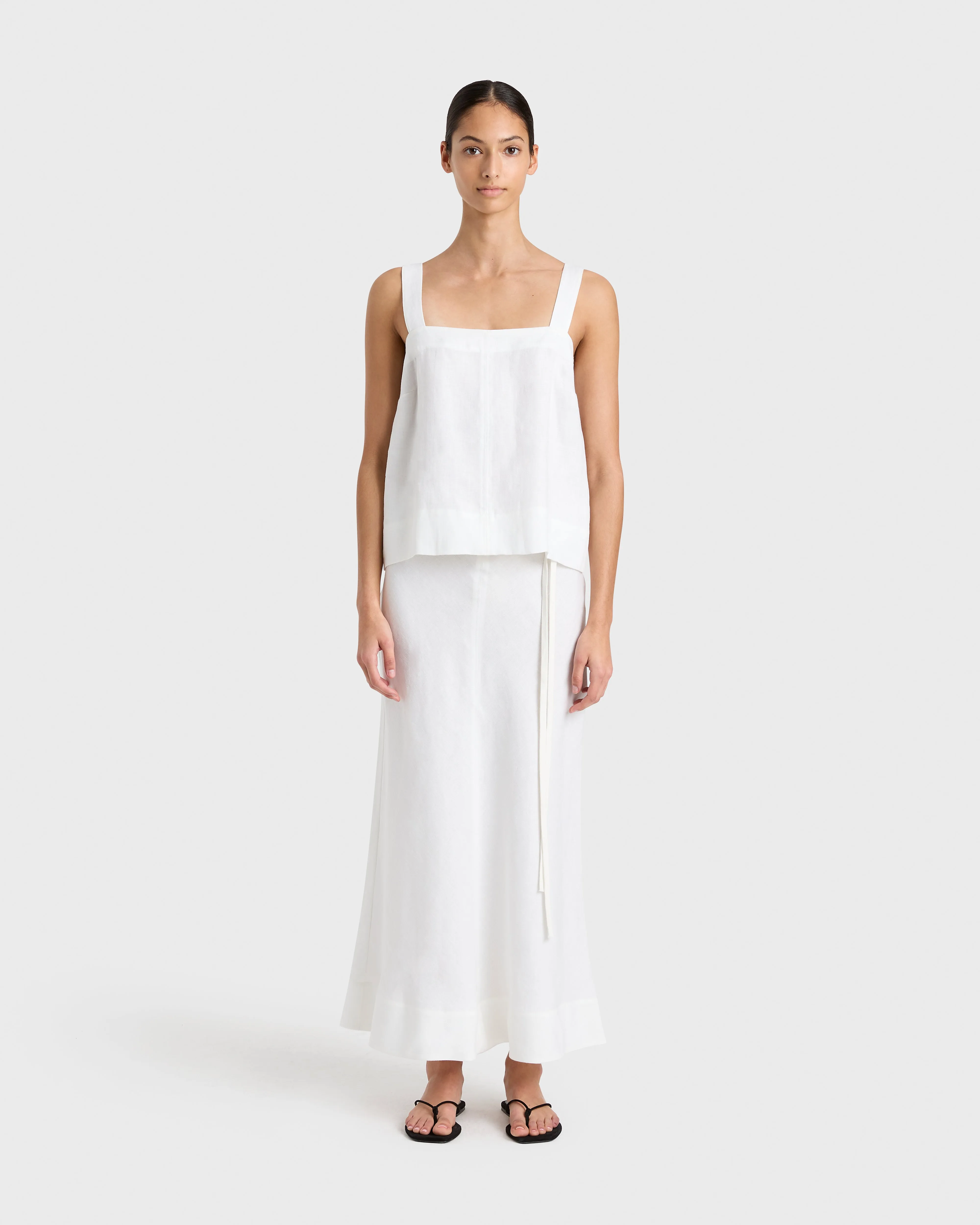 Delphi Bias Cut Linen Maxi Skirt - White sold by Bondi Born product image thumbnail 3