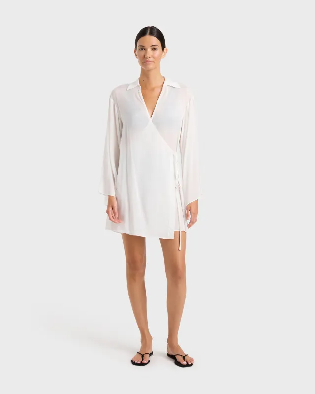 Cremona Wrap Mini Coverup - White sold by Bondi Born