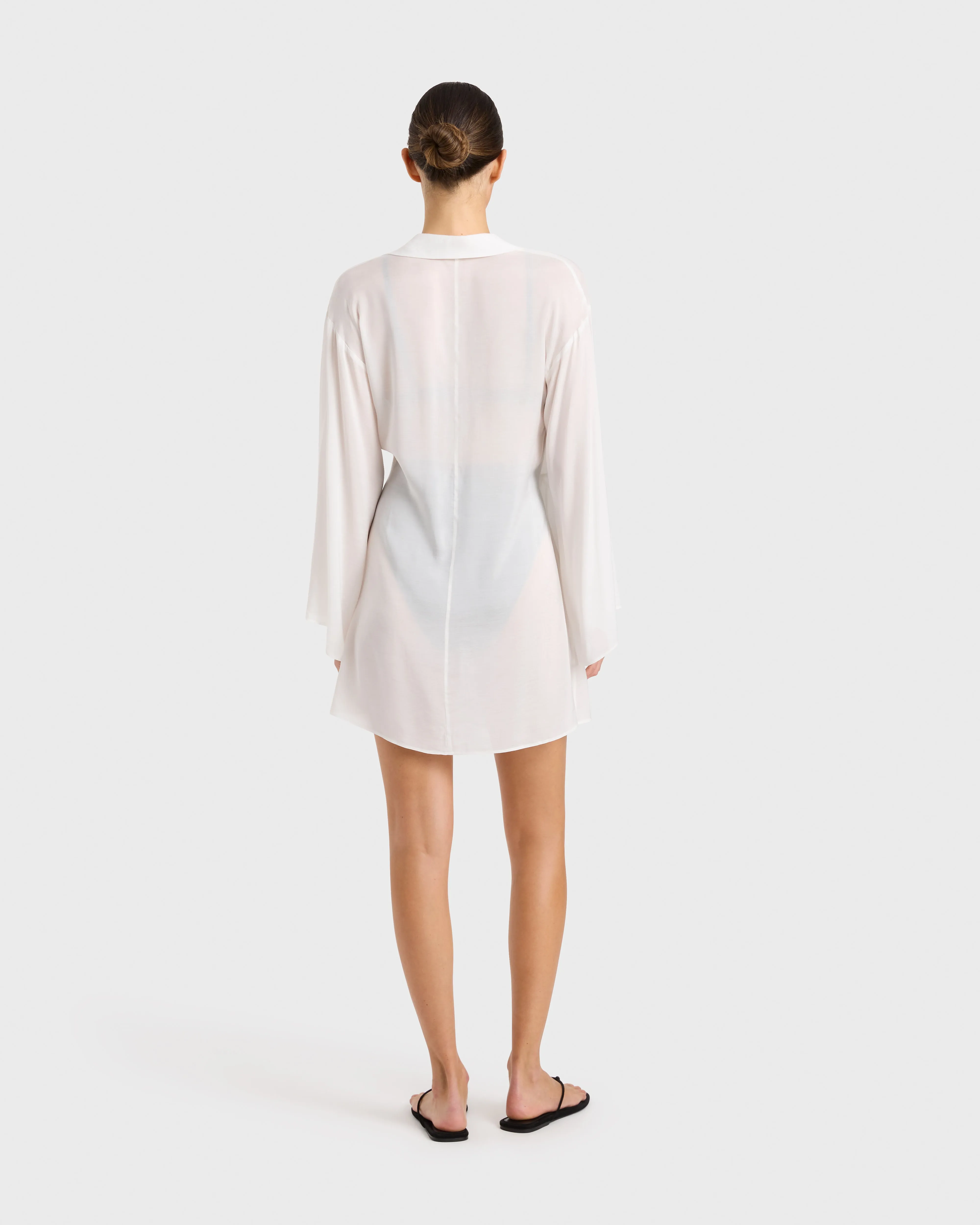 Cremona Wrap Mini Coverup - White sold by Bondi Born product image thumbnail 2