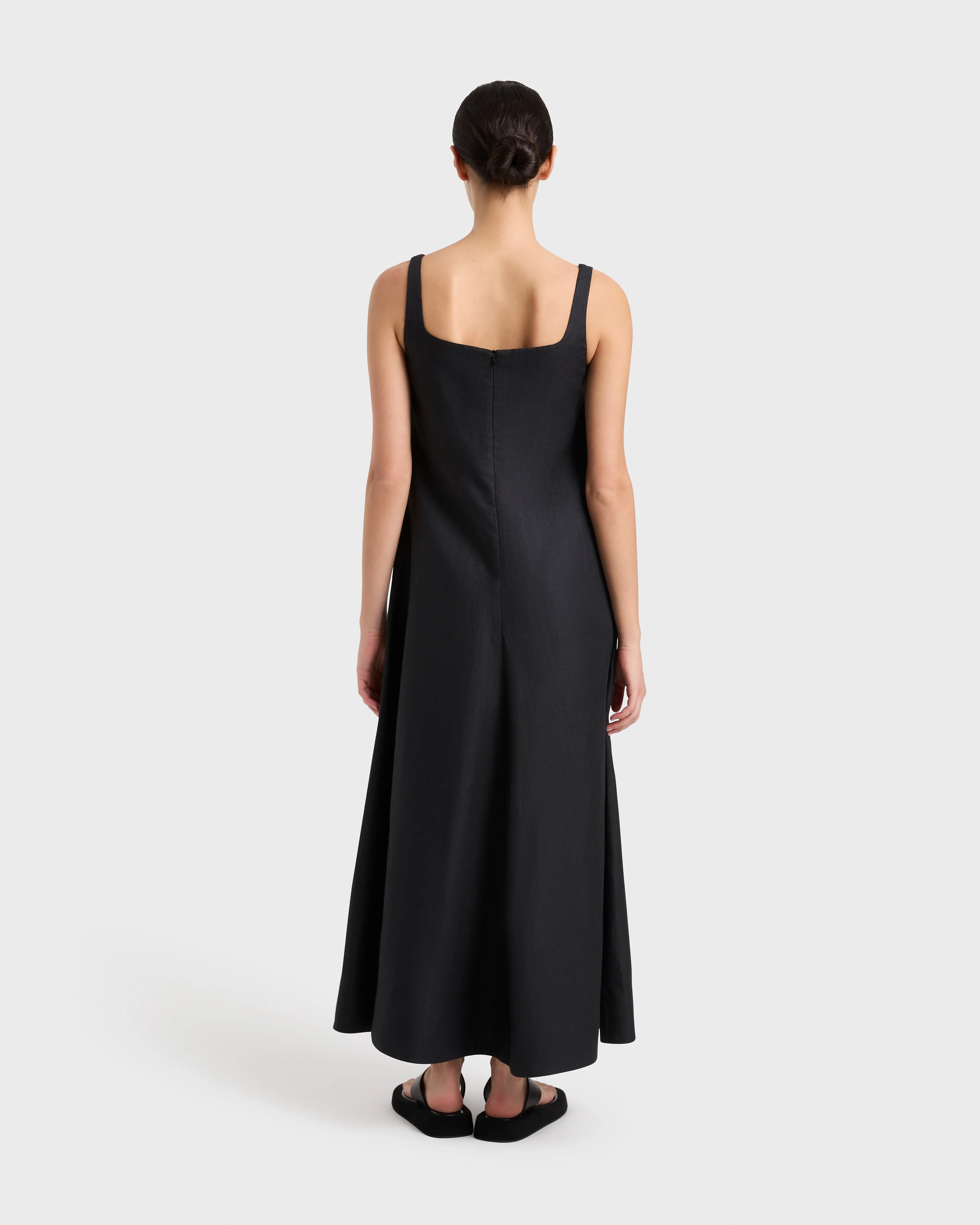 Delphi Linen Flared Maxi Dress - Black sold by Bondi Born product image thumbnail 2