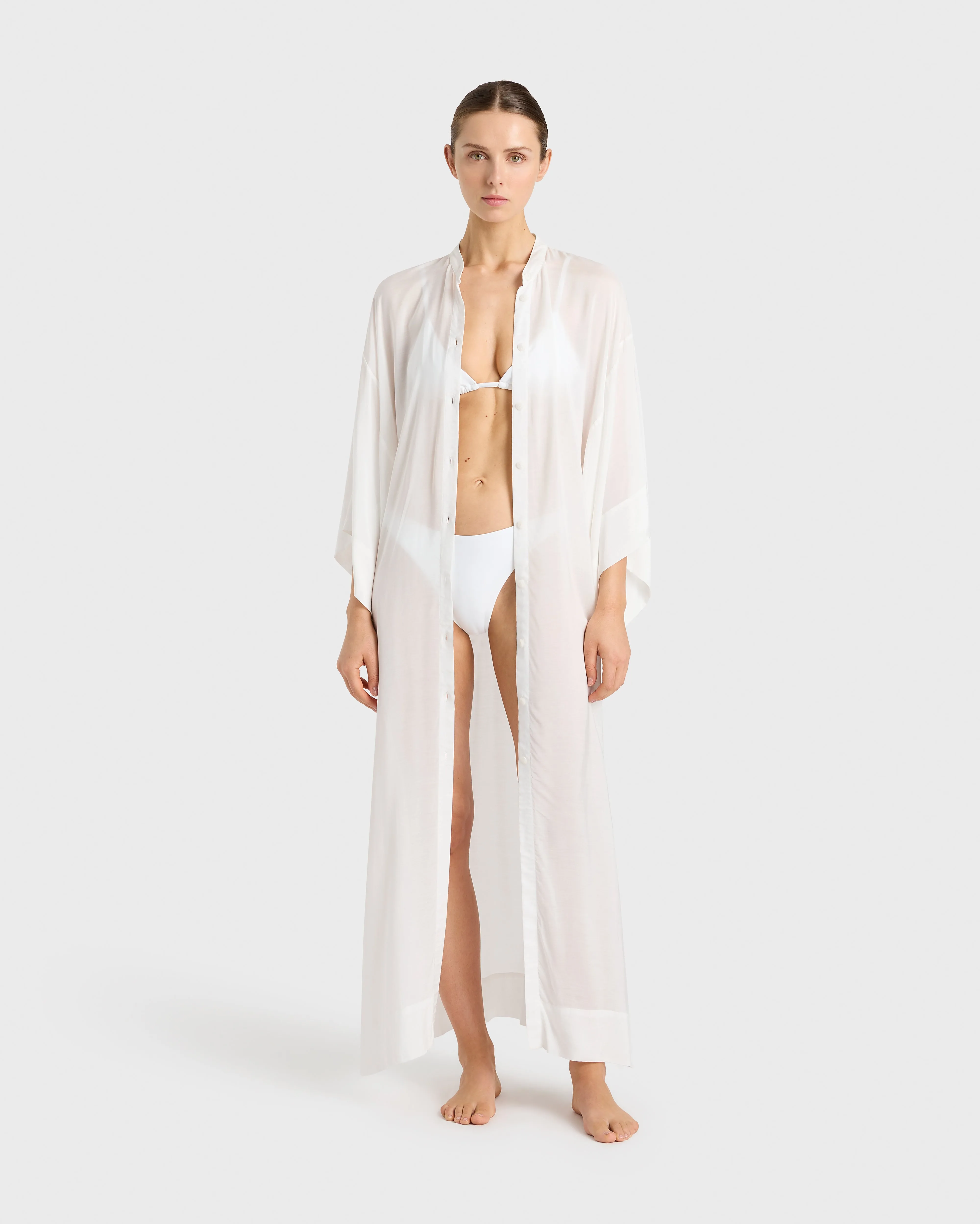Cremona Kimono Sleeve Coverup - White sold by Bondi Born product image thumbnail 3