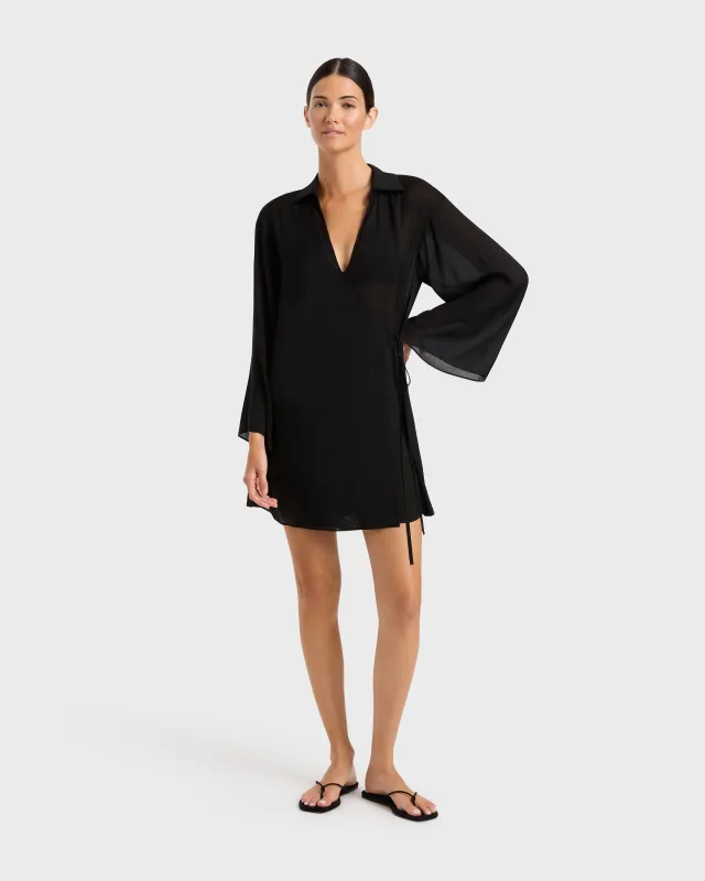 Cremona Wrap Mini Coverup - Black sold by Bondi Born