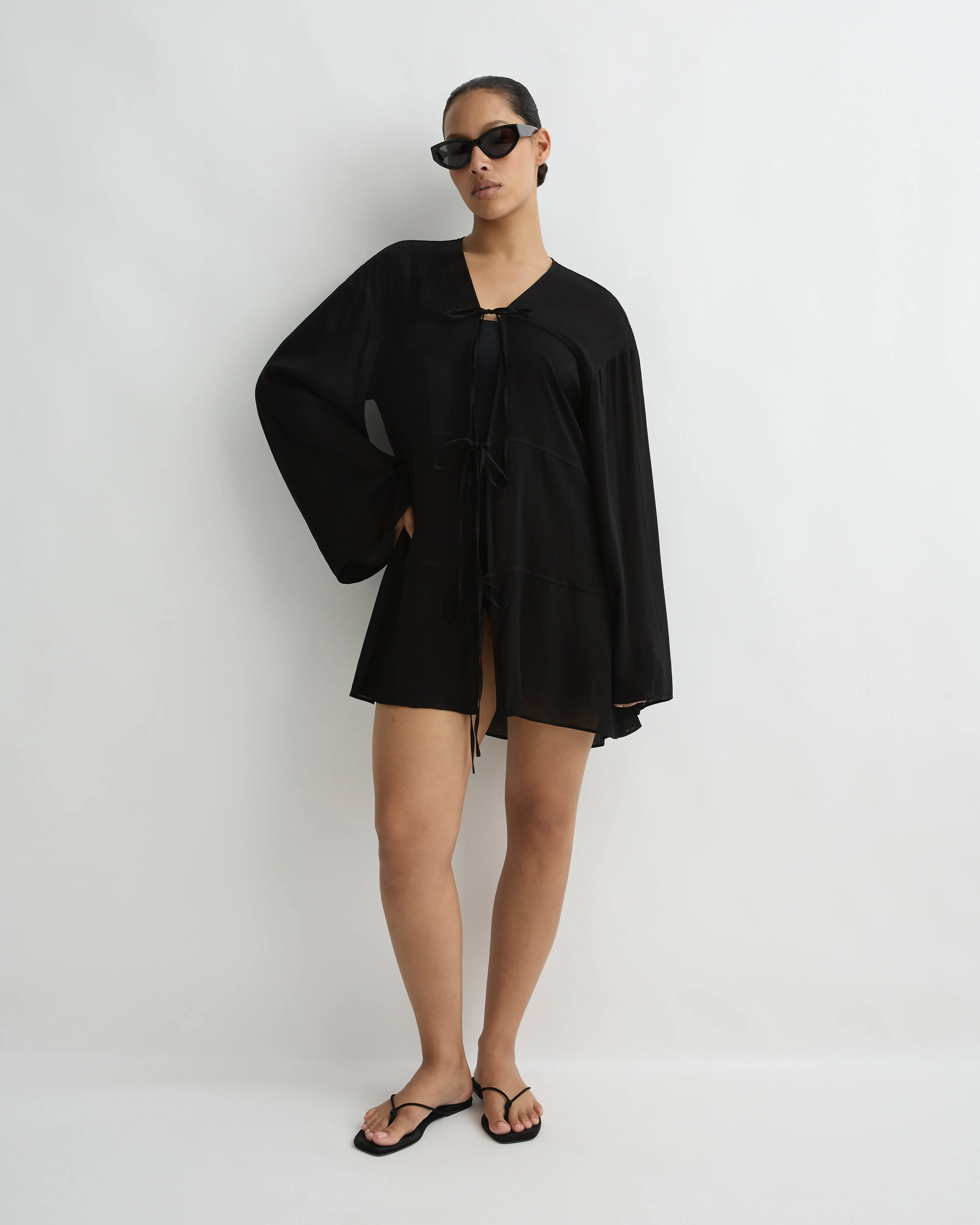 Cremona Tie-Front Mini Coverup - Black sold by Bondi Born product image thumbnail 2
