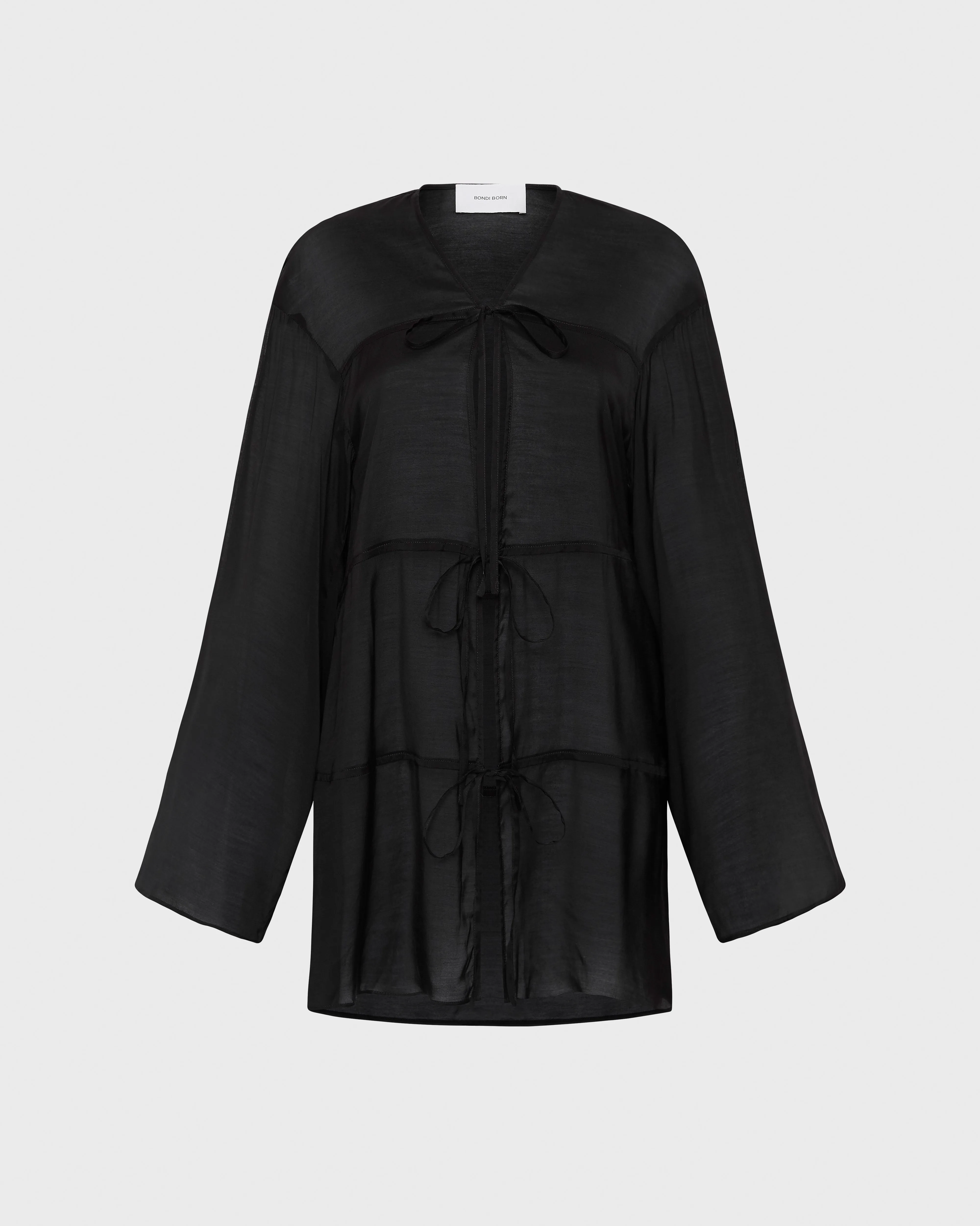 Cremona Tie-Front Mini Coverup - Black sold by Bondi Born product image thumbnail 4