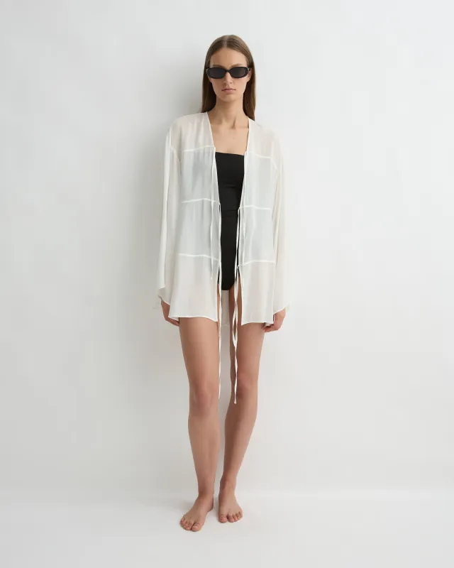 Cremona Tie-Front Mini Coverup - White sold by Bondi Born