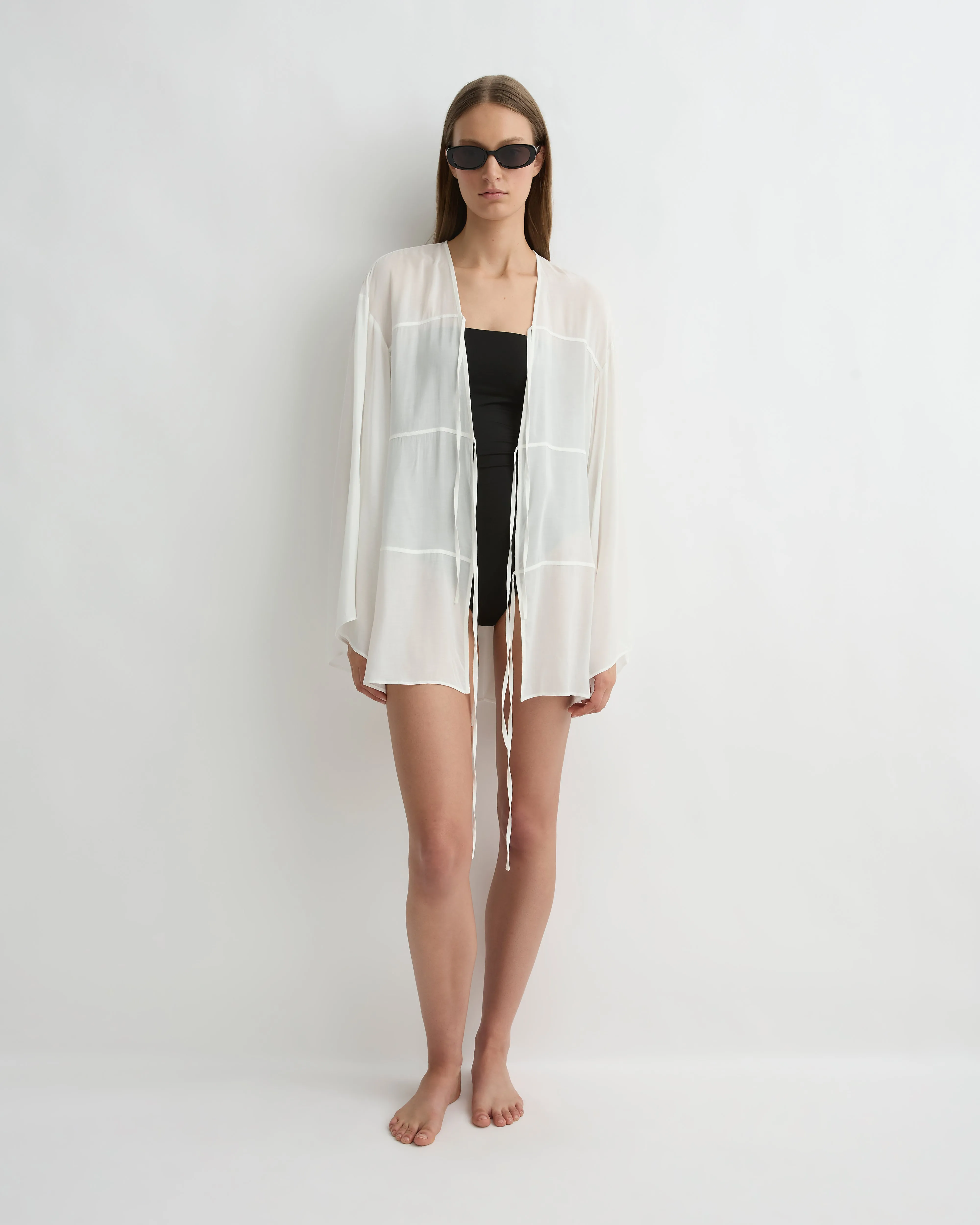 Cremona Tie-Front Mini Coverup - White sold by Bondi Born