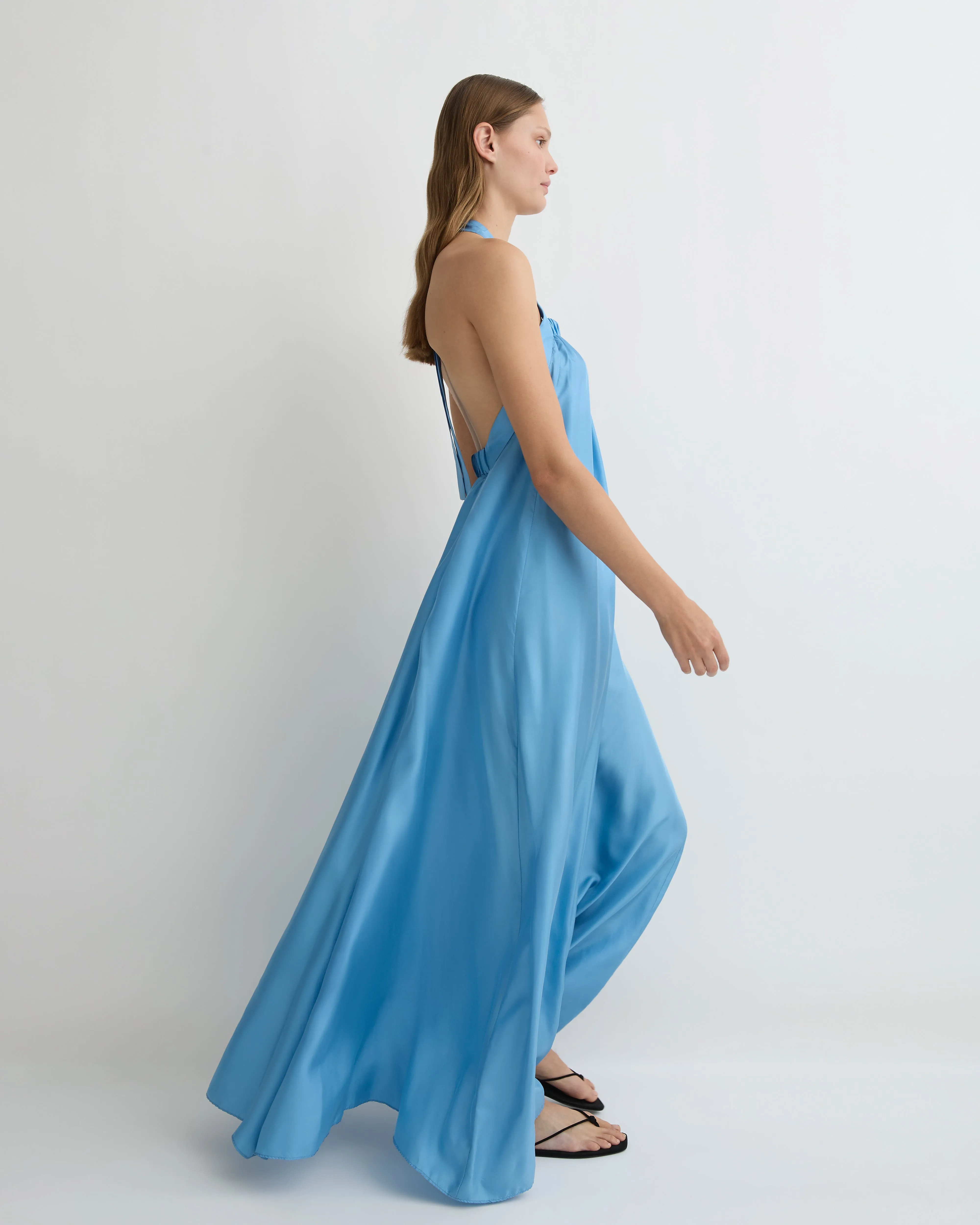 Marfa Silk Halter Maxi Dress - Dusk sold by Bondi Born product image thumbnail 4