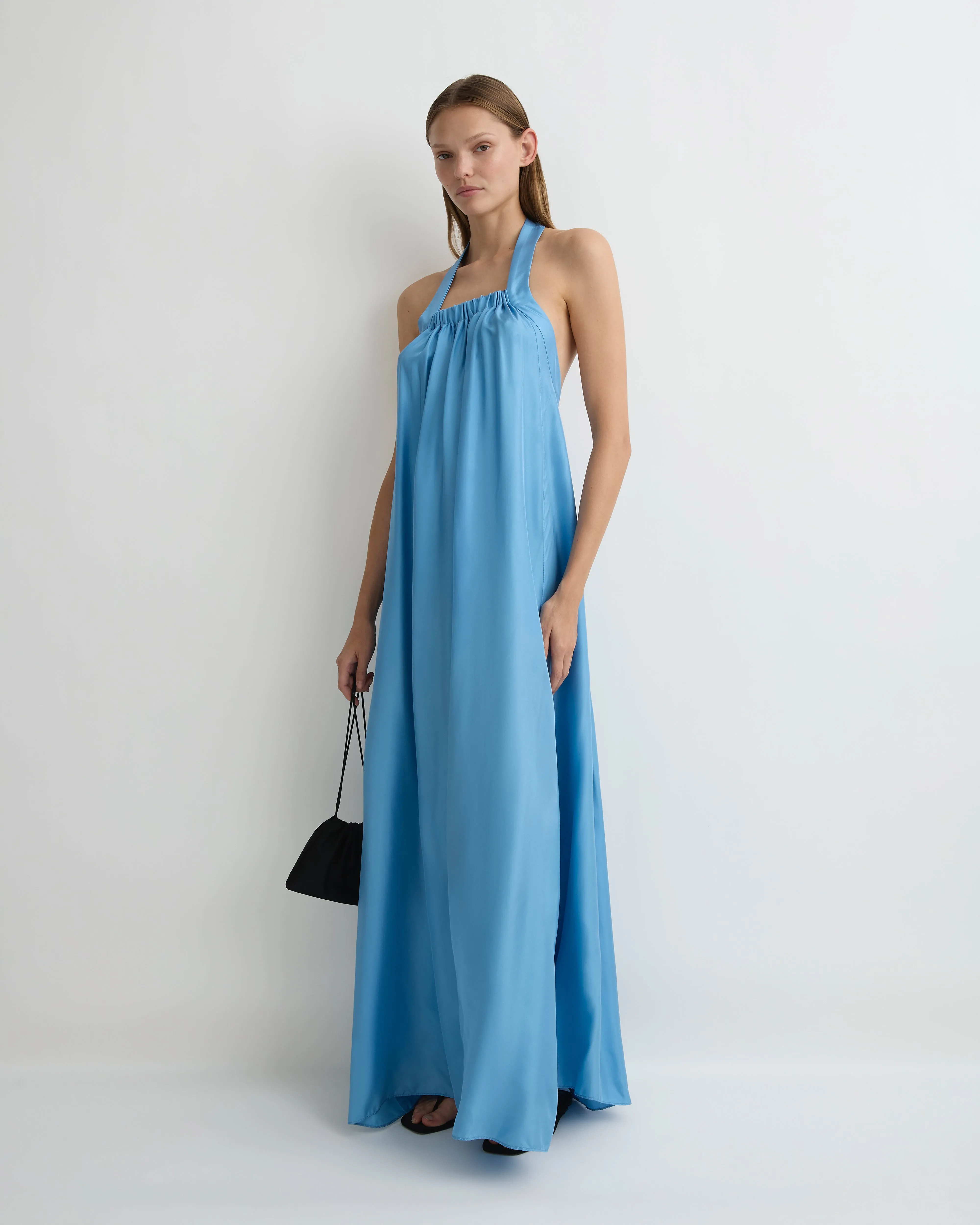 Marfa Silk Halter Maxi Dress - Dusk sold by Bondi Born product image thumbnail 3