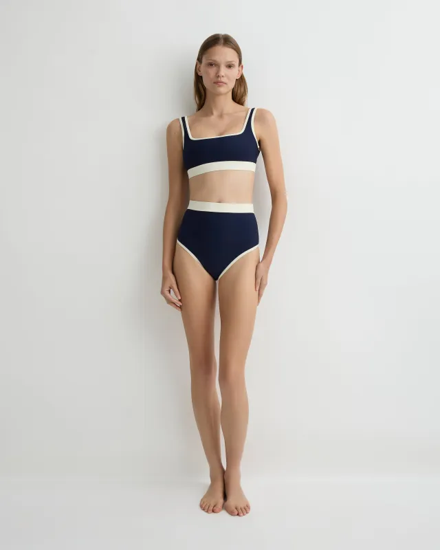 Hayden Bikini Top - Navy & Pearl (Sculpteur®) sold by Bondi Born