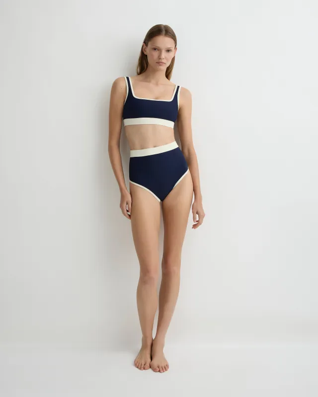 Jayde Bikini Bottom - Navy & Pearl (Sculpteur®) sold by Bondi Born