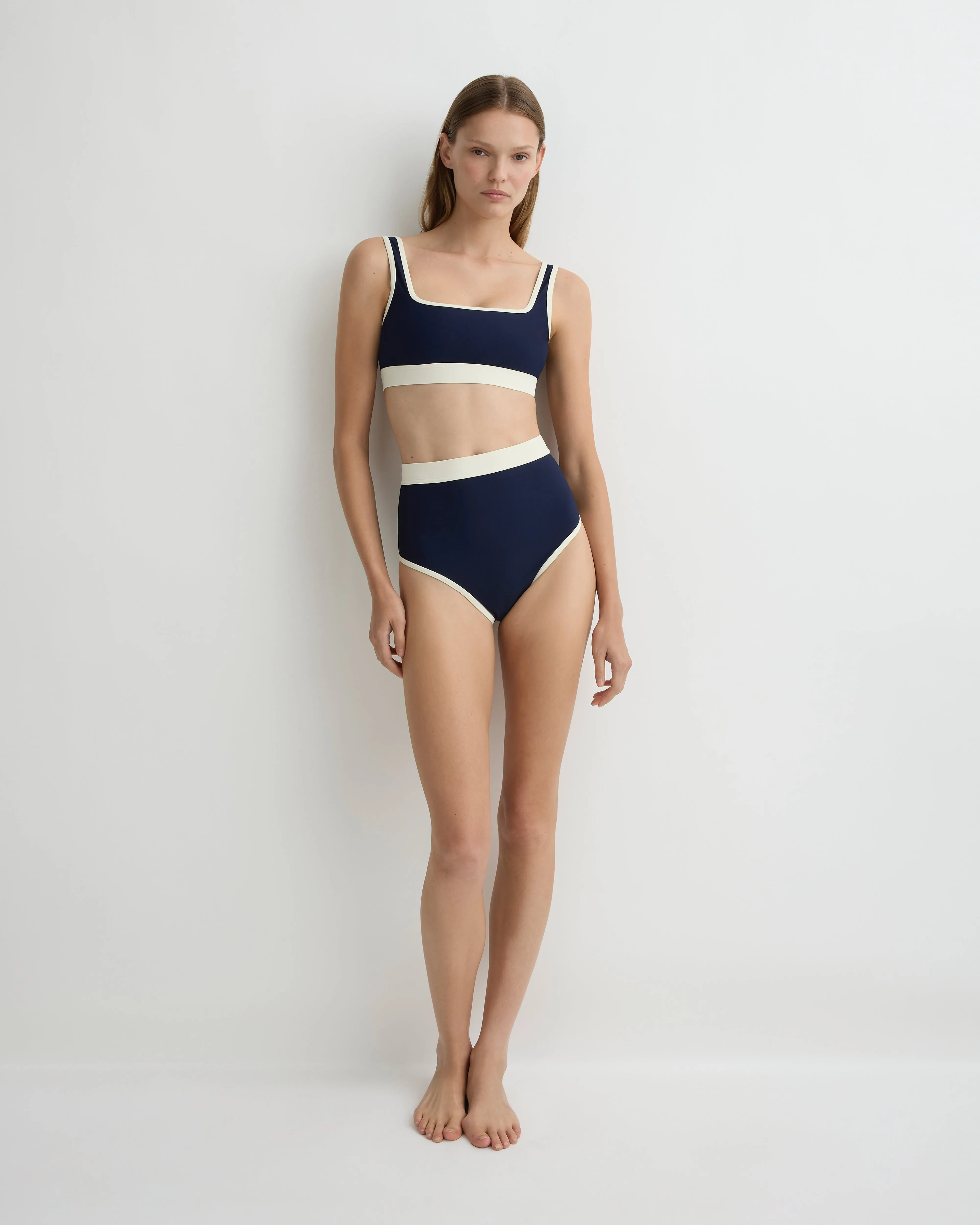Jayde Bikini Bottom - Navy & Pearl (Sculpteur®) sold by Bondi Born