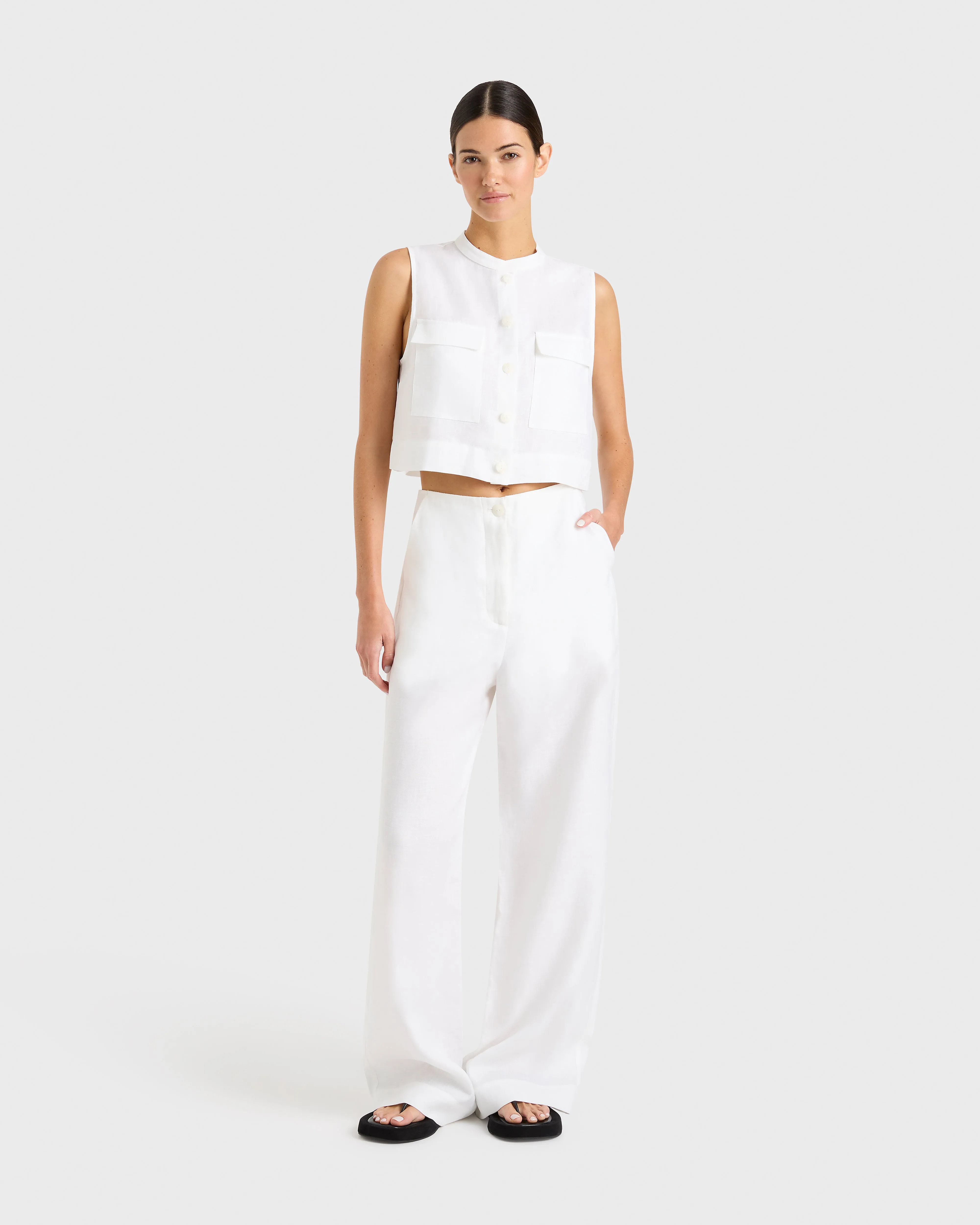 Delphi Tailored Pant - White sold by Bondi Born