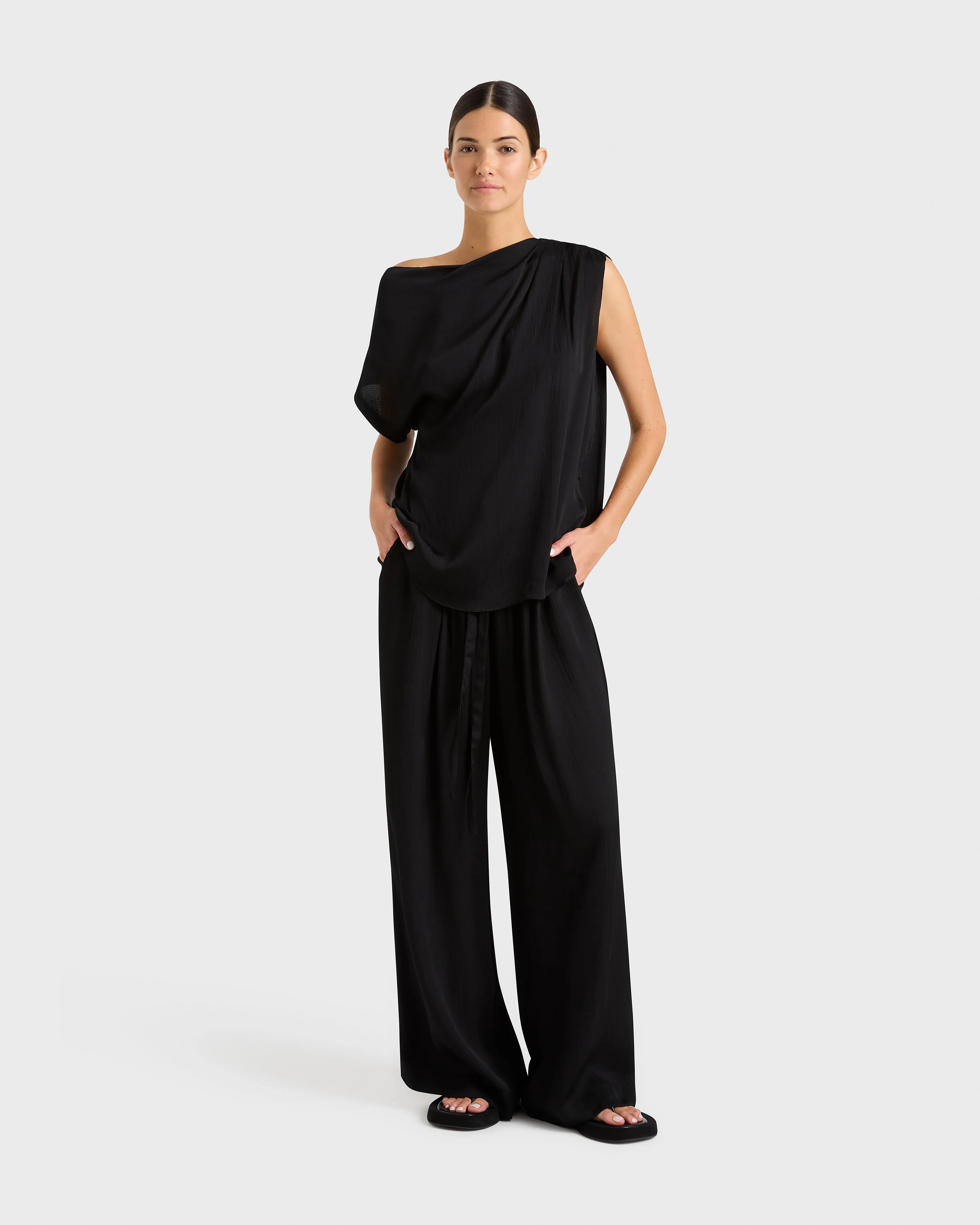 Ardea Draped One Shoulder Top - Black sold by Bondi Born