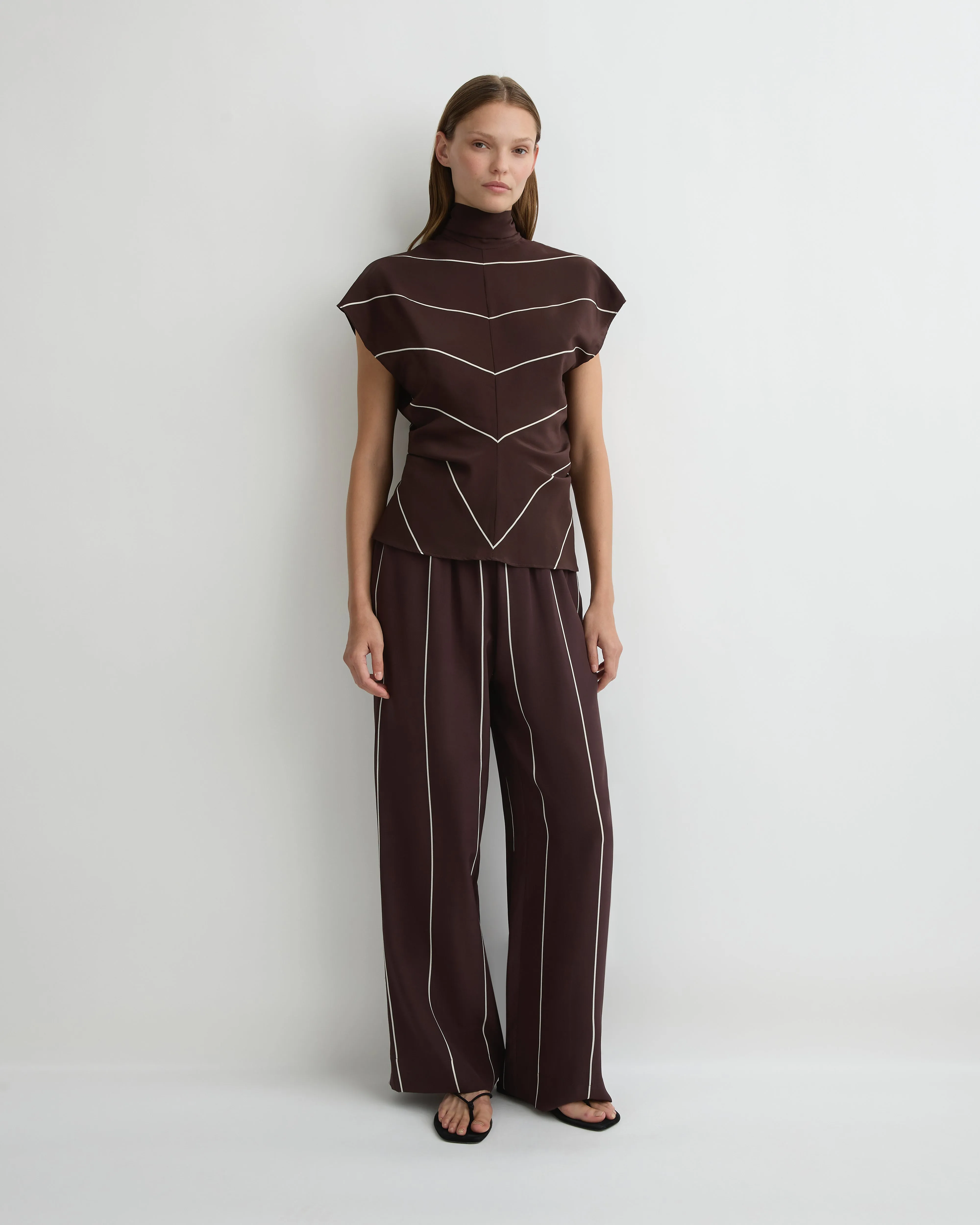 Orta Silk Pant - Mocha Stripe sold by Bondi Born