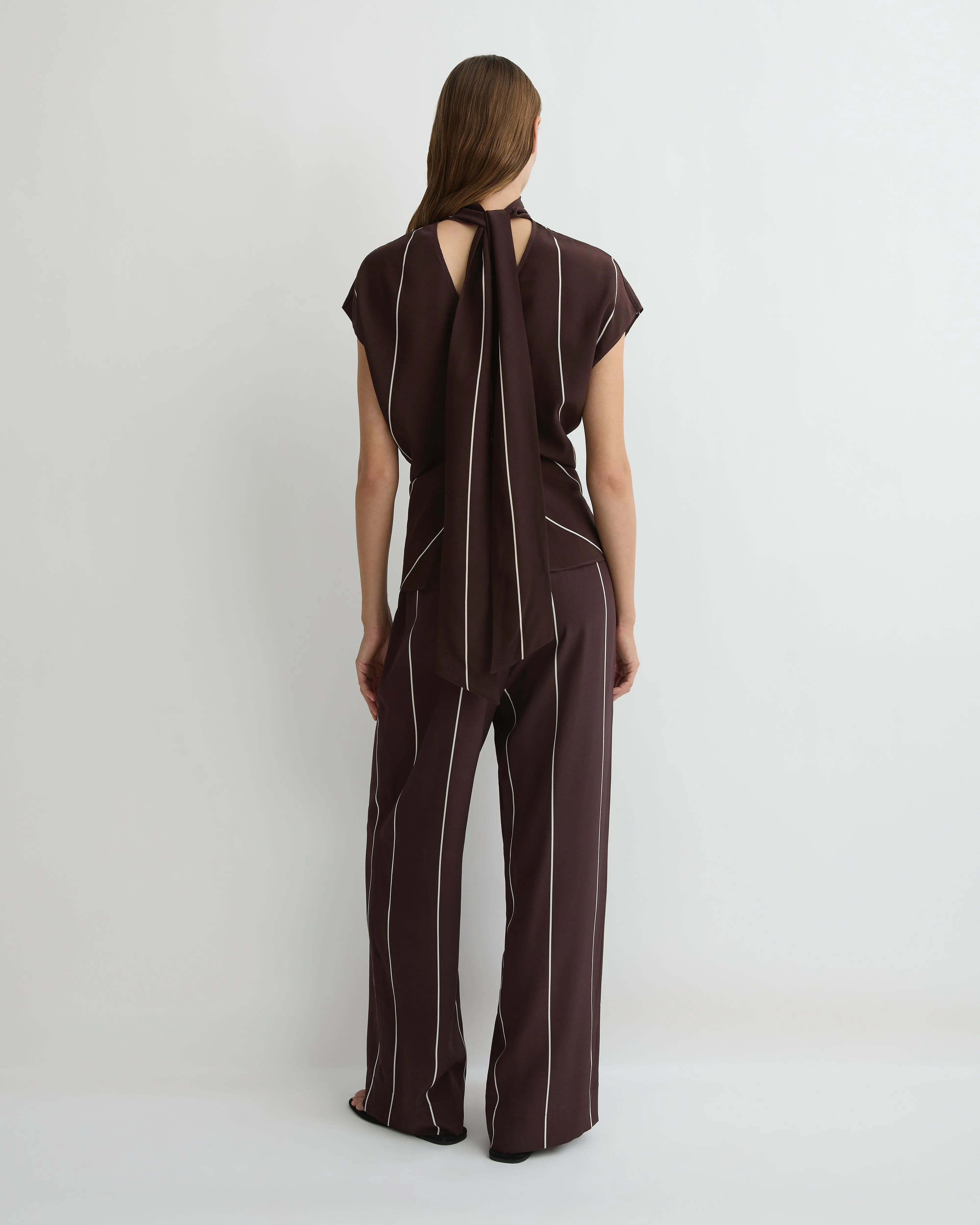 Orta Silk Pant - Mocha Stripe sold by Bondi Born product image thumbnail 5
