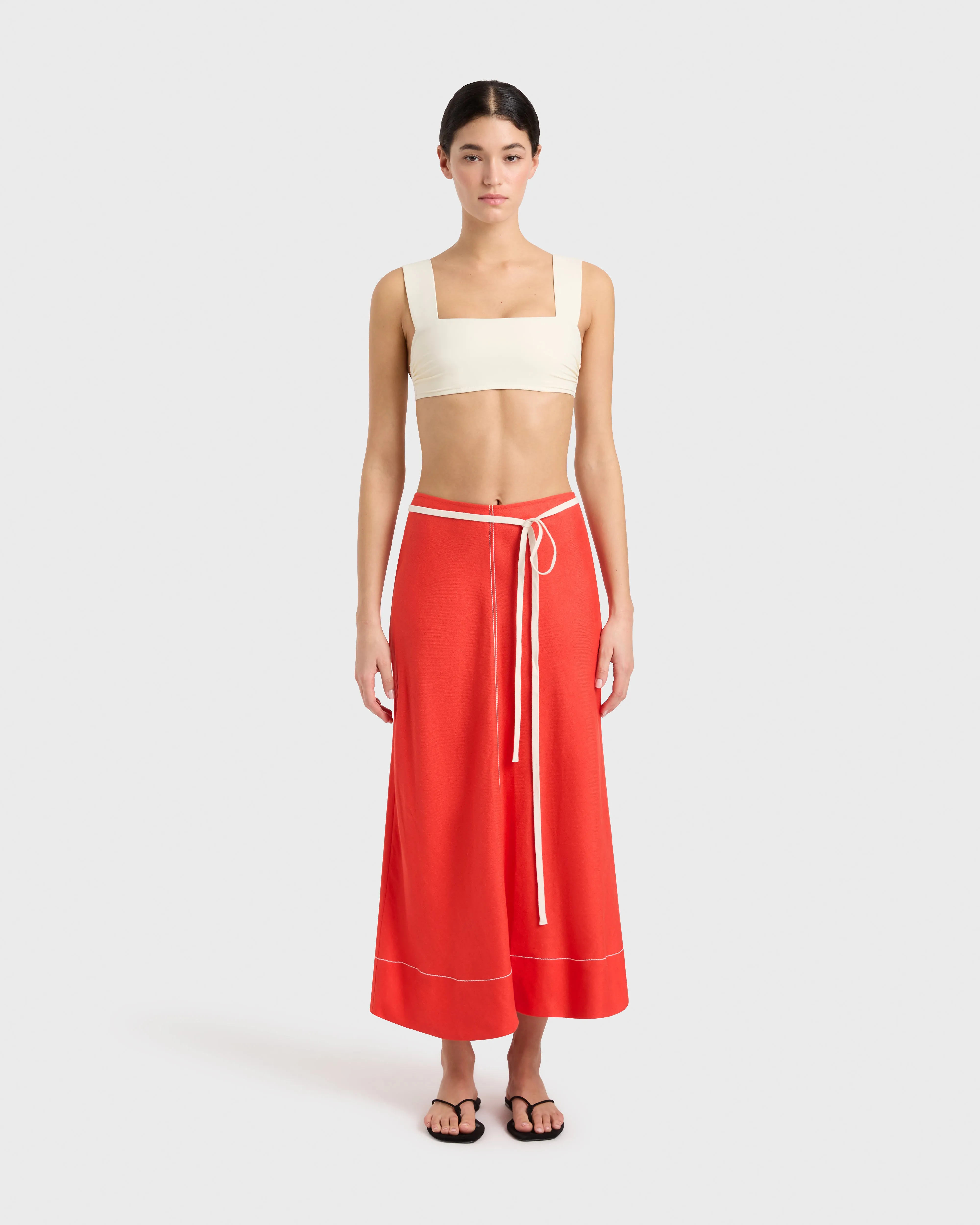 Delphi Bias Cut Maxi Skirt - Scarlet sold by Bondi Born