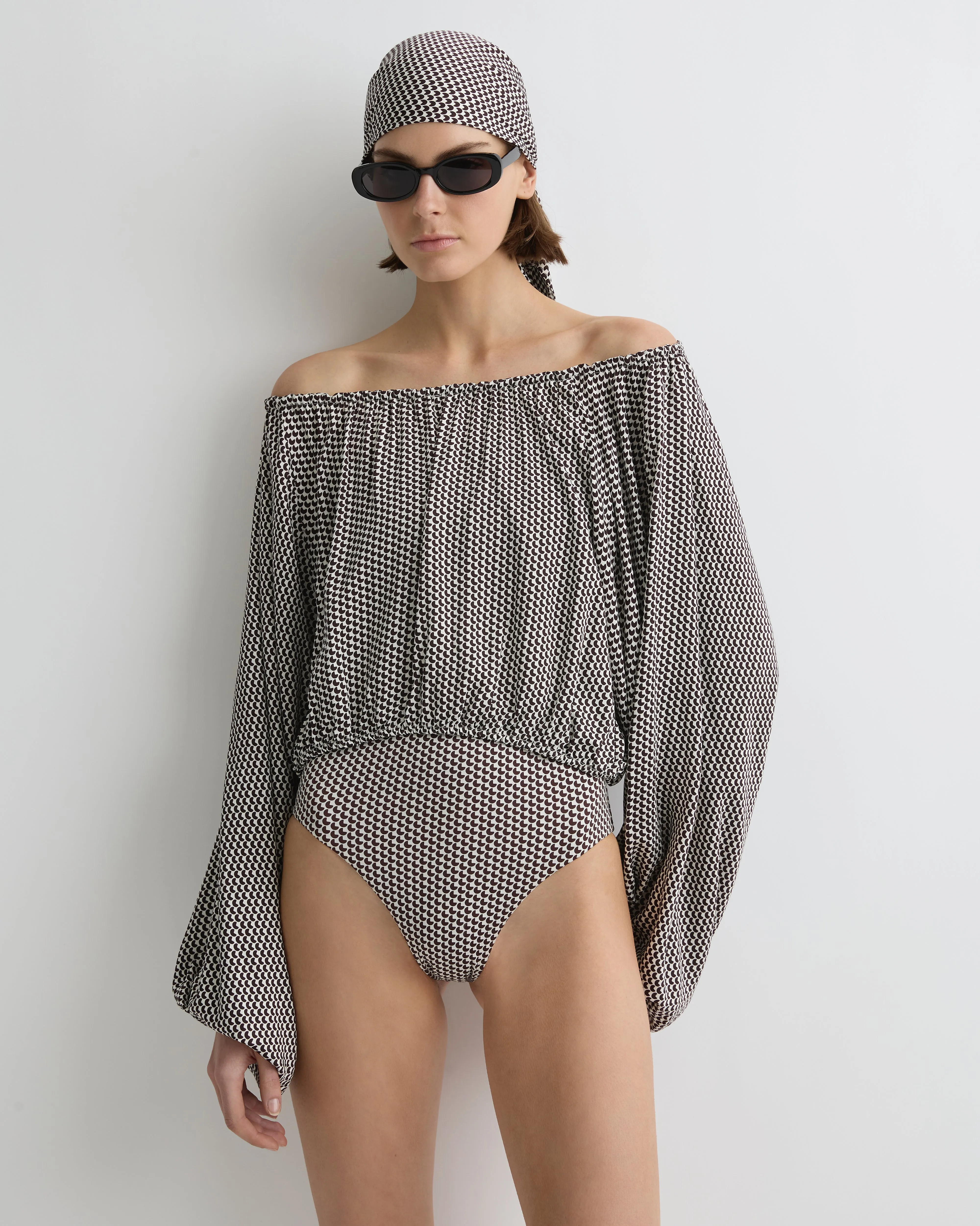 Salema Balloon Top - Mocha Dot sold by Bondi Born