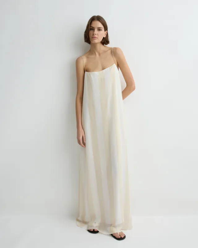 Capri Silk Slip Dress - Ecru Stripe made by Bondi Born