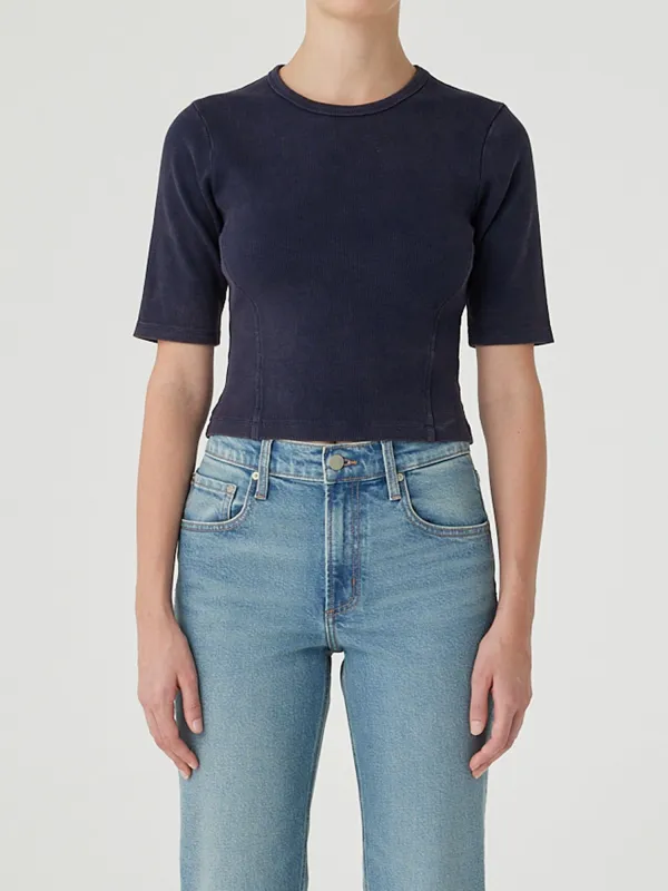 Panelled Rib Tee Smokey Blue sold by Nobody Denim