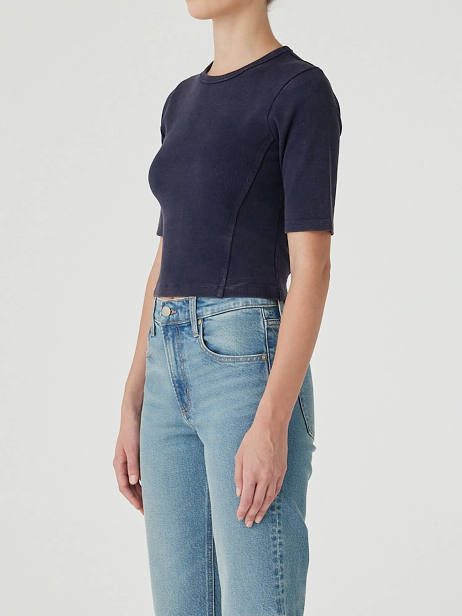 Panelled Rib Tee Smokey Blue sold by Nobody Denim product image thumbnail 2