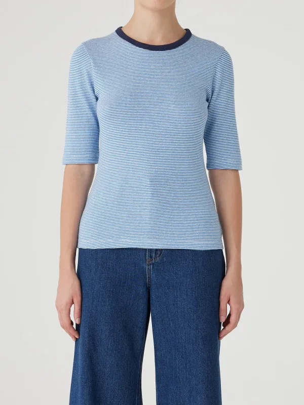 Brigitte Tee Marine Stripe sold by Nobody Denim