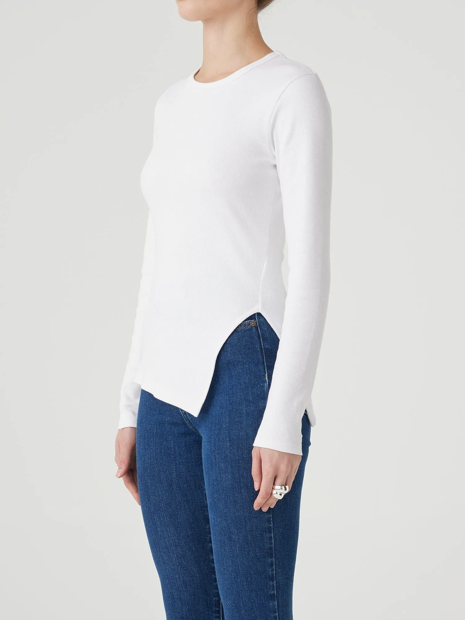 Asymmetrical Rib Top White sold by Nobody Denim product image thumbnail 2