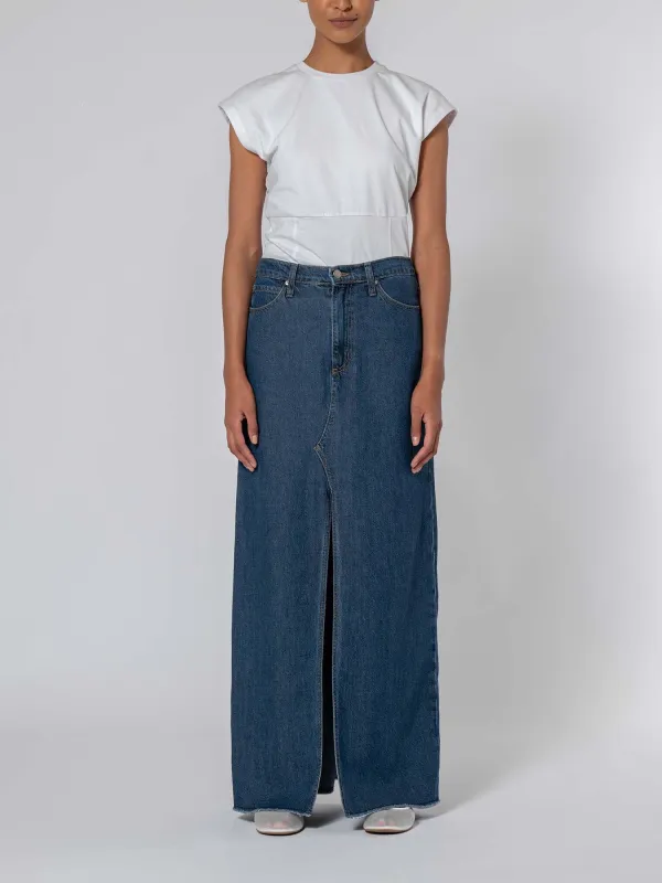 Roxanne Skirt Soft Steel sold by Nobody Denim