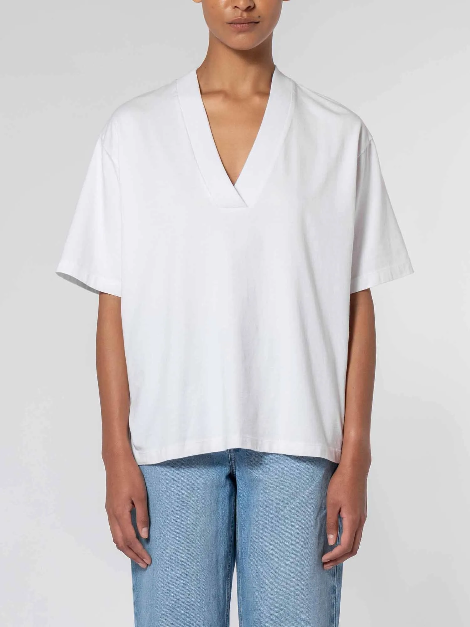 Deep V Tee White sold by Nobody Denim