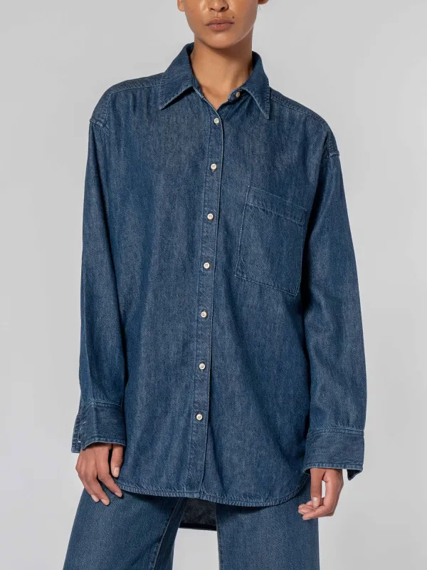 Tessa Shirt Blue Steel sold by Nobody Denim