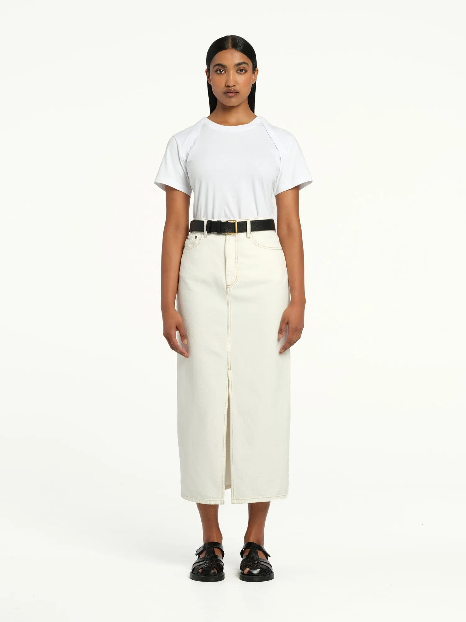 Avery Skirt Ivory sold by Nobody Denim