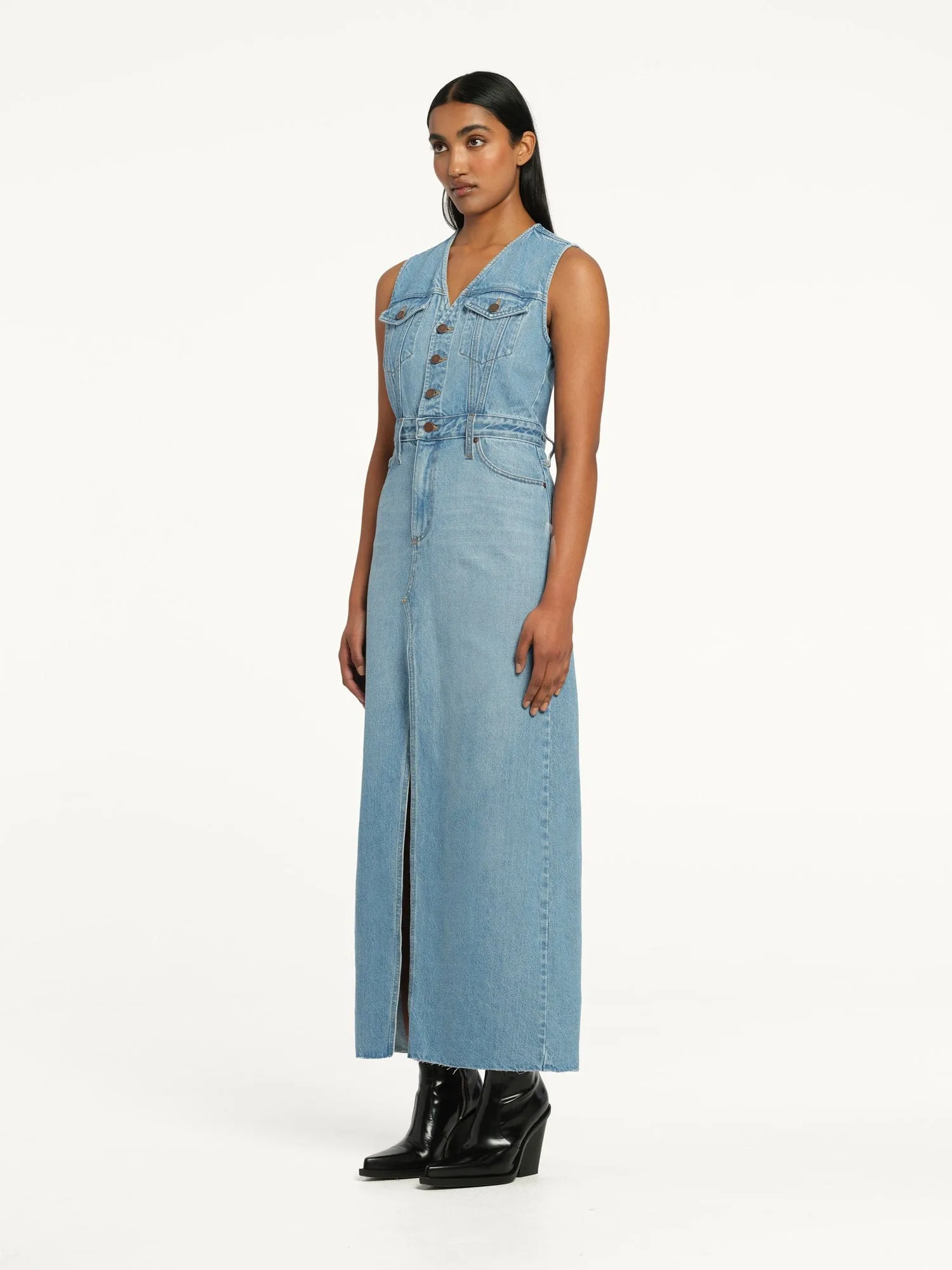 Roxanne Maxi Dress Saunter | Linen Denim sold by Nobody Denim product image thumbnail 3
