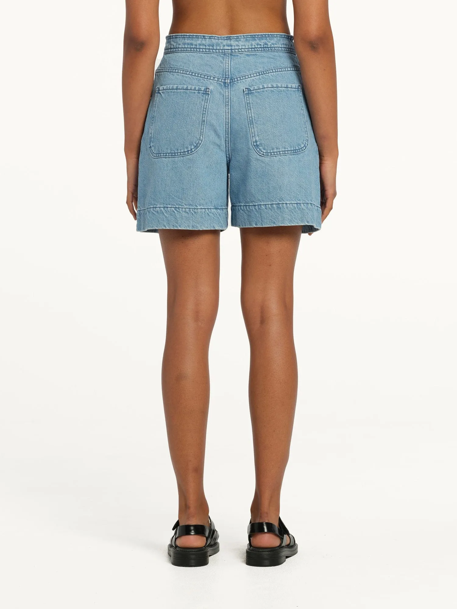 Sophie Drawcord Short Saunter | Linen Denim sold by Nobody Denim product image thumbnail 4