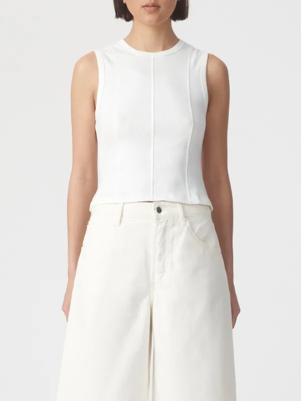 Panelled Rib Tank Ecru made by Nobody Denim