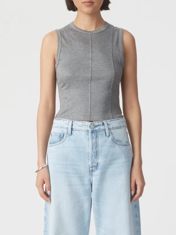 Panelled Rib Tank Grey Marle sold by Nobody Denim