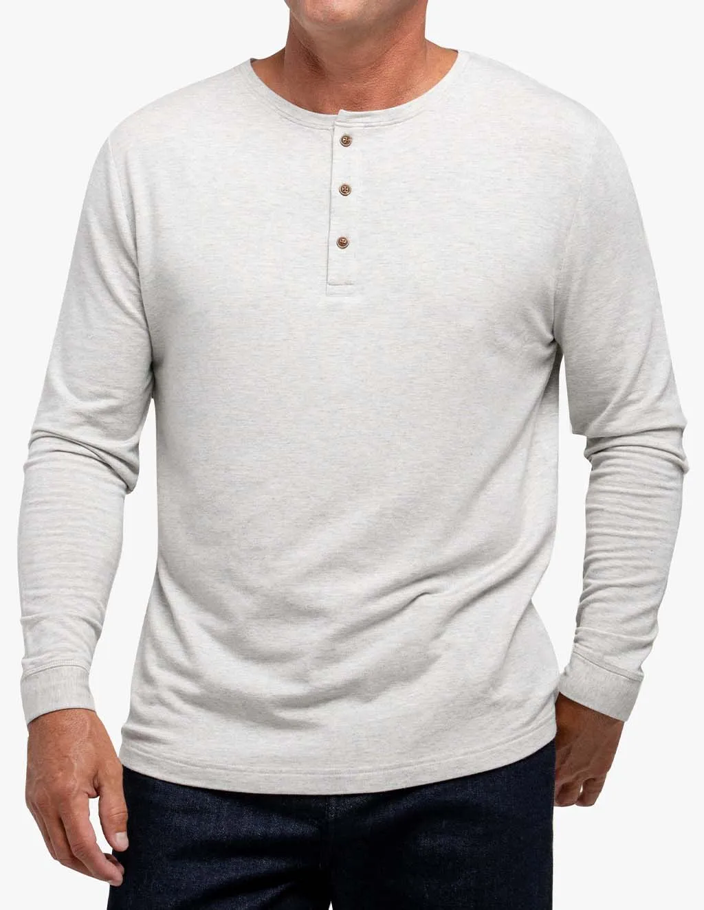 SMOKE CASHMERE LONG SLEEVE HENLEY sold by Mugsy