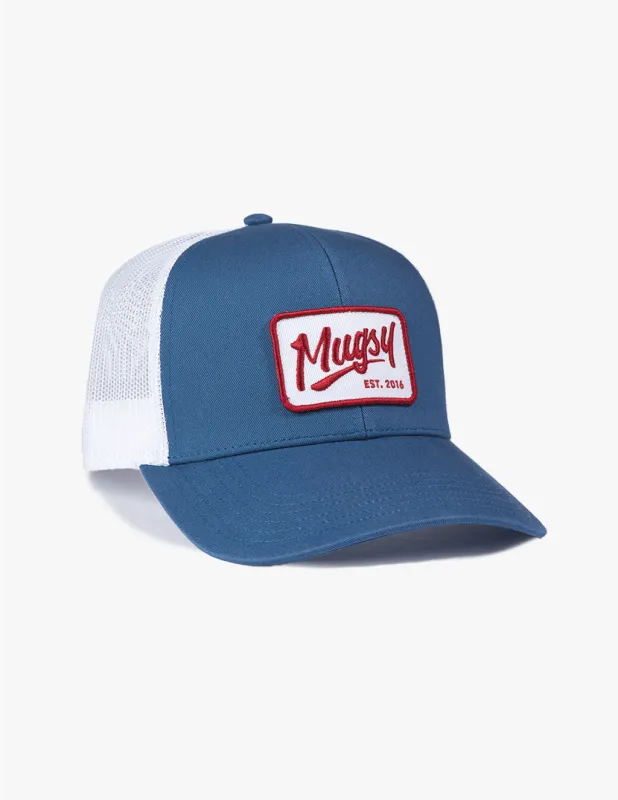 Blue Trucker Hat sold by Mugsy