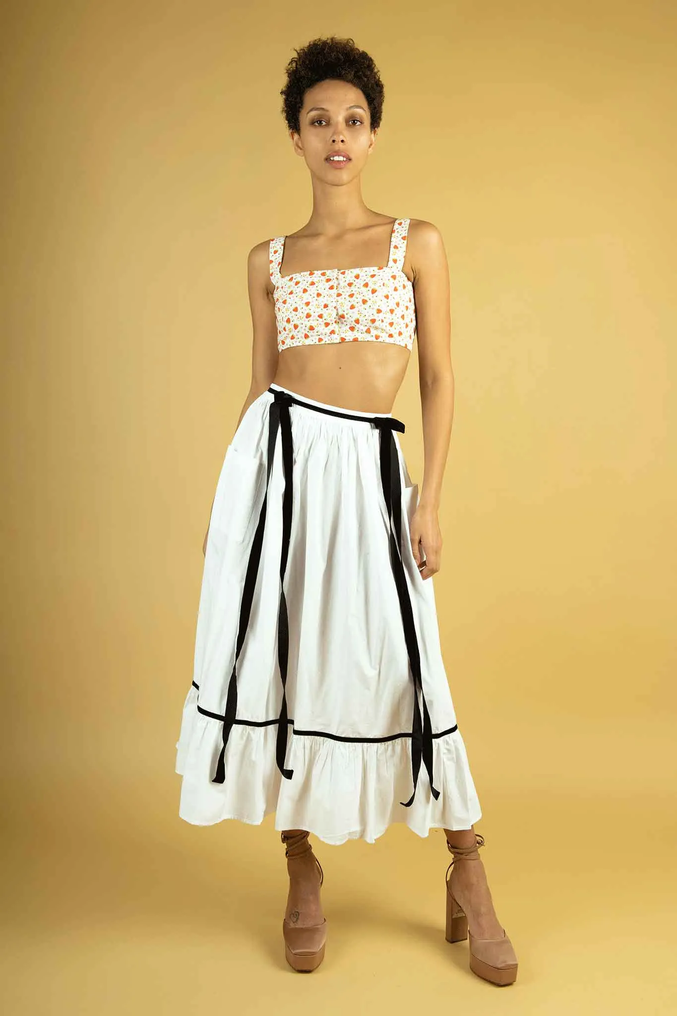 Sample Sale Bralette Blouse in Ditsy Strawberry Floral sold by Batsheva product image thumbnail 2