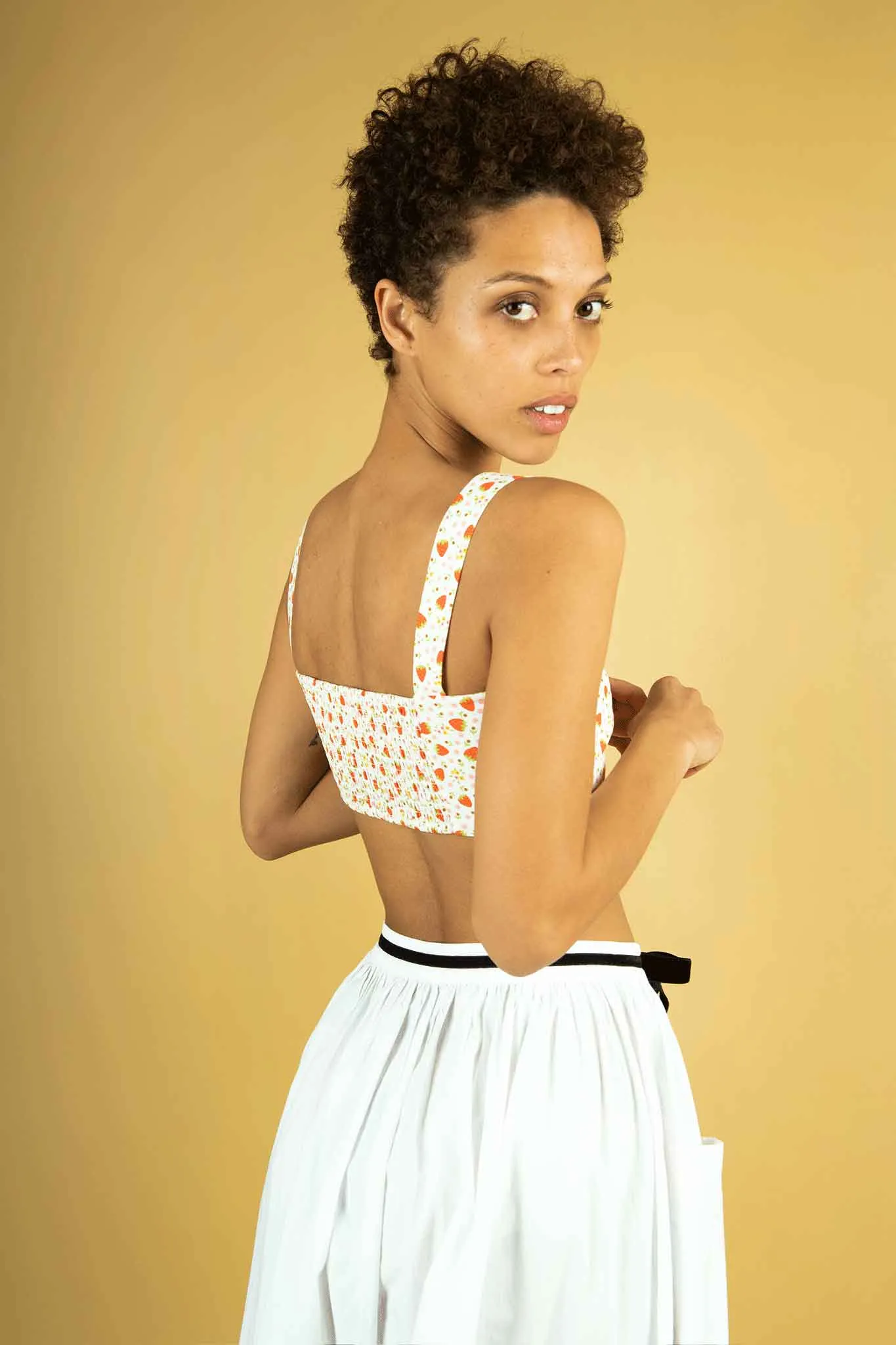 Sample Sale Bralette Blouse in Ditsy Strawberry Floral sold by Batsheva product image thumbnail 4