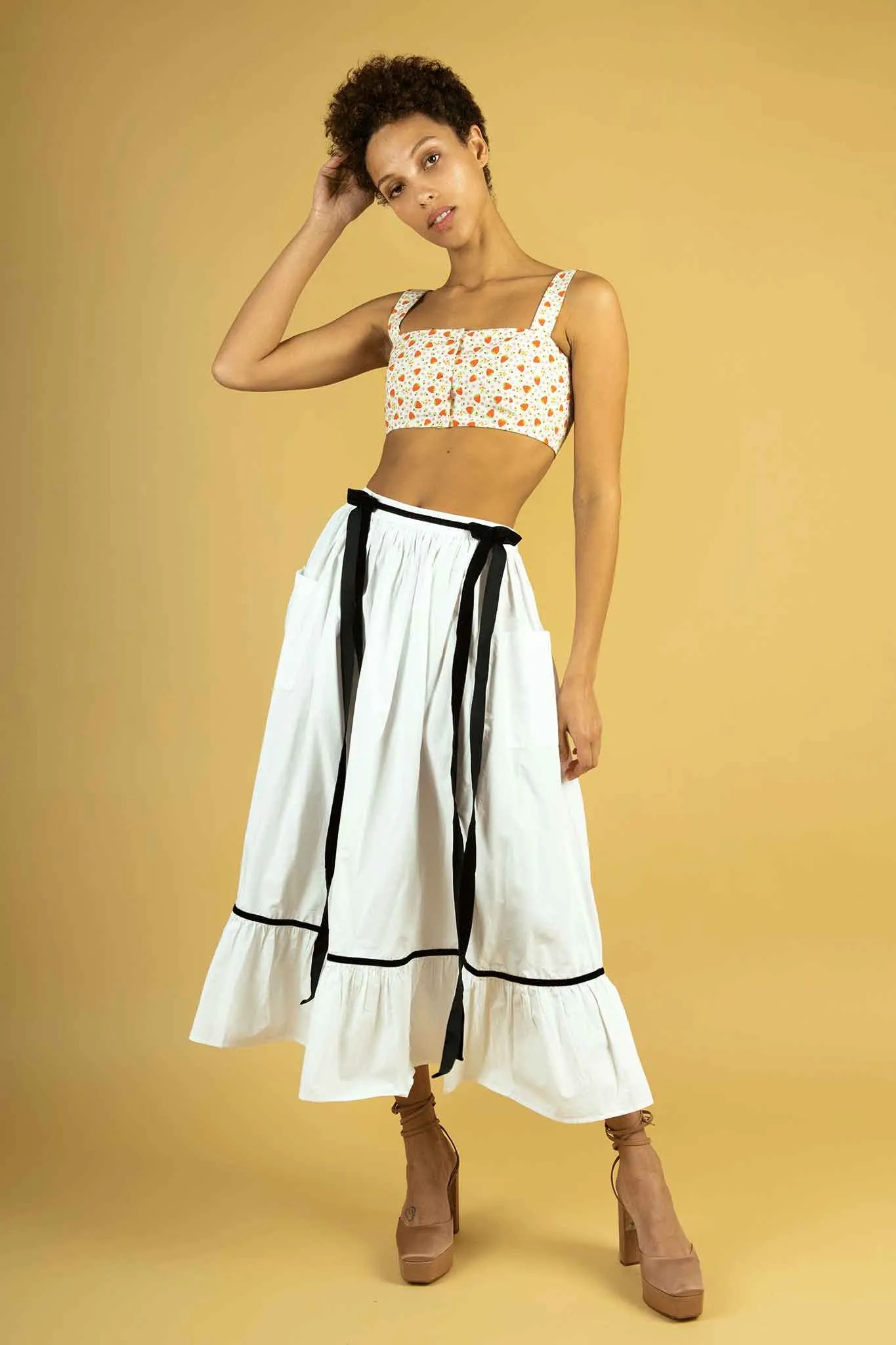 Sample Sale Bralette Blouse in Ditsy Strawberry Floral sold by Batsheva product image thumbnail 3