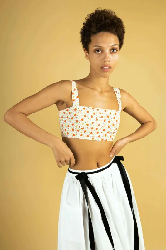 Sample Sale Bralette Blouse in Ditsy Strawberry Floral sold by Batsheva
