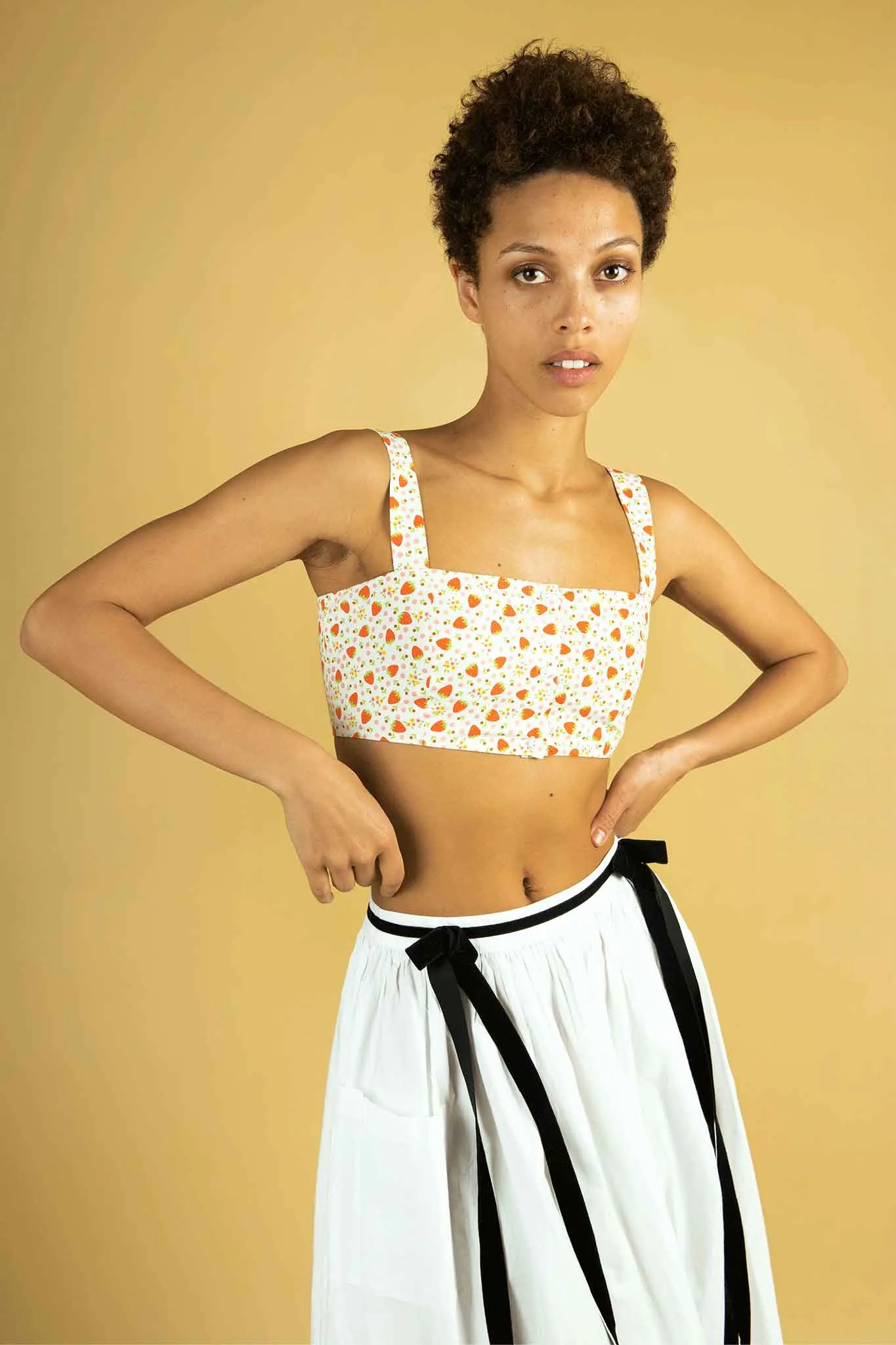 Sample Sale Bralette Blouse in Ditsy Strawberry Floral sold by Batsheva