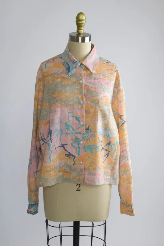 Button Up Shirt in Vintage Pastel Print sold by Batsheva