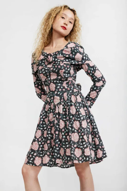 Salt Dress in Black Watercolor Floral sold by Batsheva