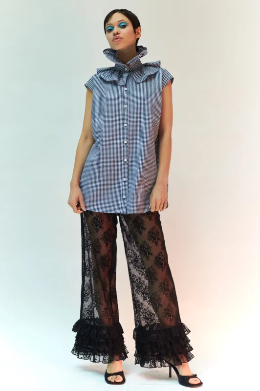 Apollo Sleeveless Blouse in Black and White Gingham Cotton sold by Batsheva