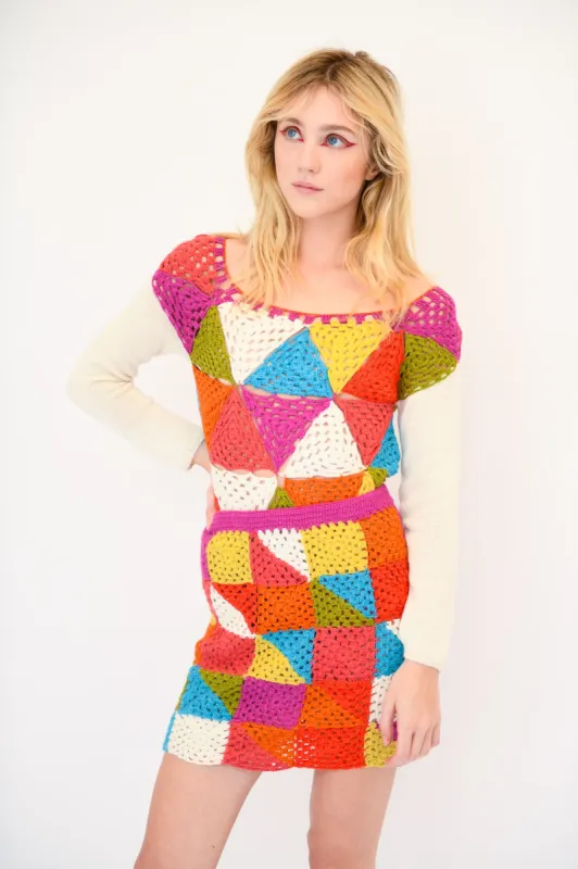 Vivien Crochet Skirt in Multi Triangle made by Batsheva